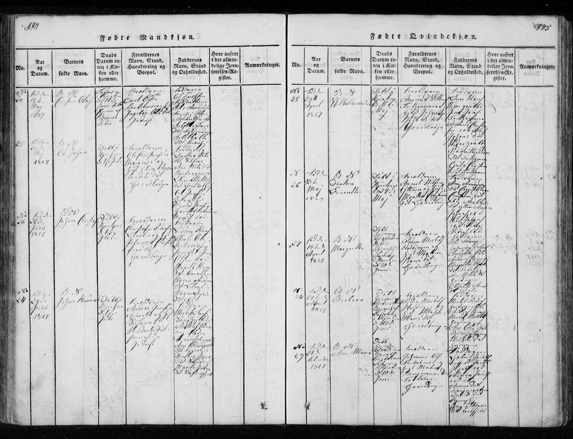 Ministerialprotokoller, klokkerbøker og fødselsregistre - Nordland, AV/SAT-A-1459/827/L0412: Parish register (copy) no. 827C01, 1820-1841, p. 174-175