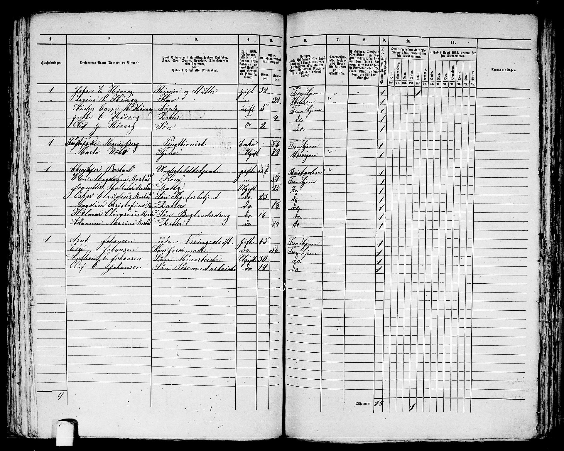 RA, 1865 census for Trondheim, 1865, p. 1860