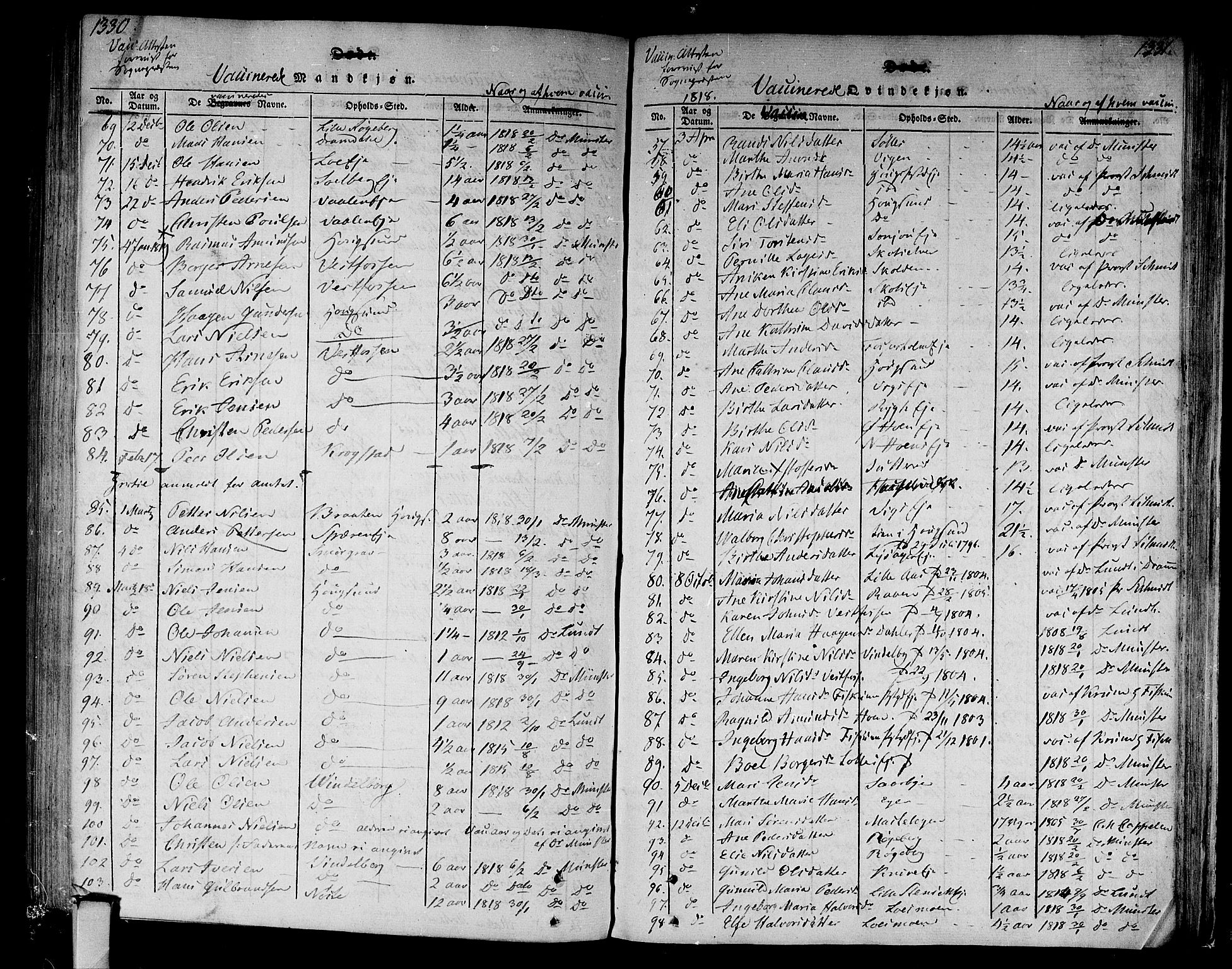 Eiker kirkebøker, AV/SAKO-A-4/F/Fa/L0010: Parish register (official) no. I 10, 1806-1815, p. 1330-1331