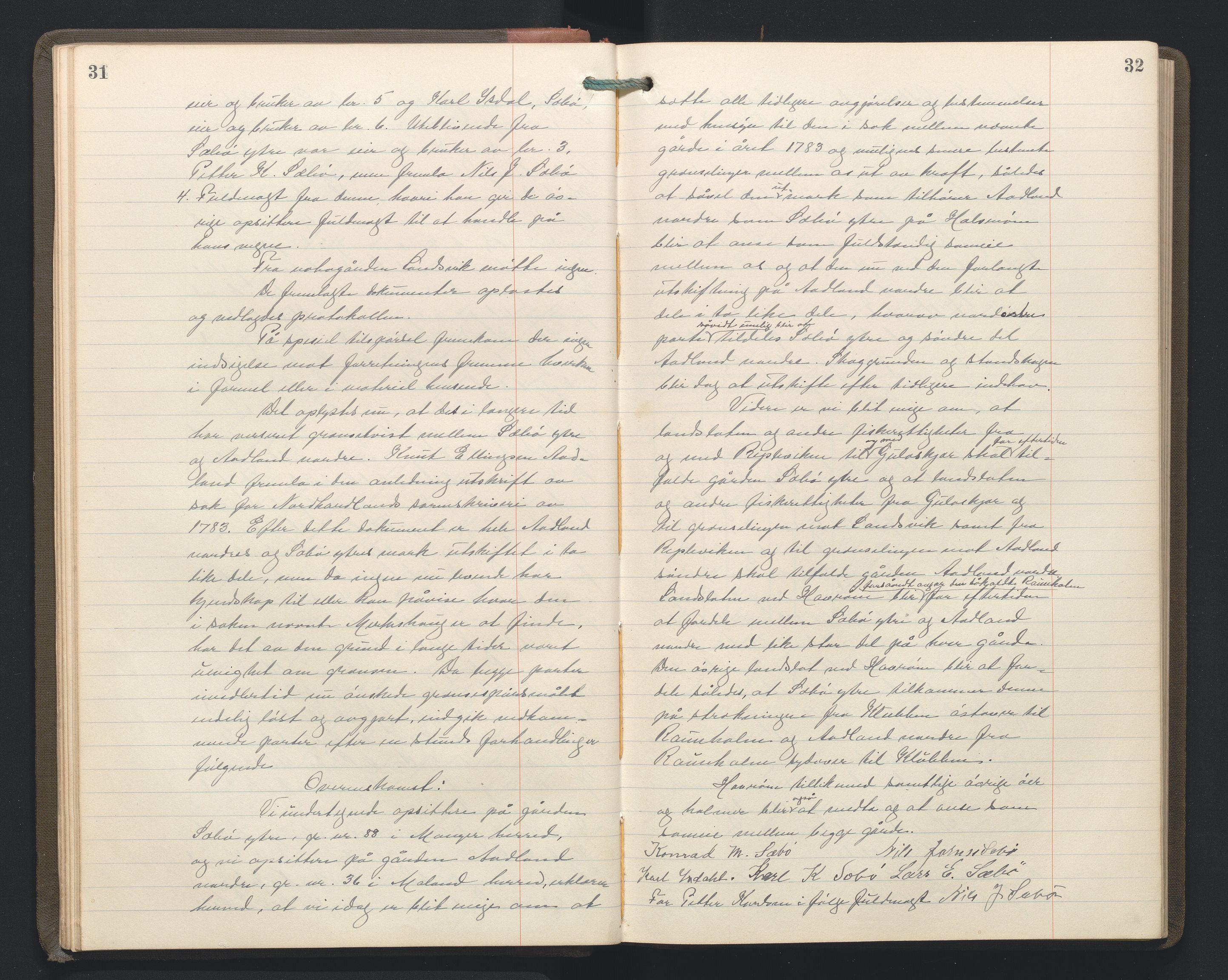 Hordaland jordskiftedøme - II Ytre Nordhordland jordskiftedistrikt, AV/SAB-A-6901/A/Aa/L0034: Forhandlingsprotokoll, 1923-1925, p. 31-32