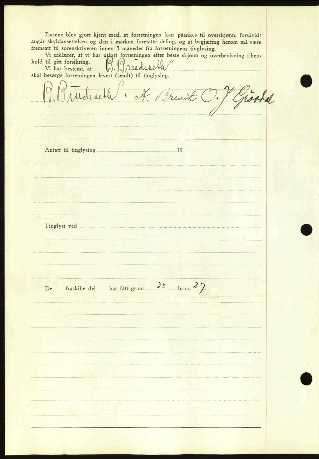 Romsdal sorenskriveri, AV/SAT-A-4149/1/2/2C: Mortgage book no. A10, 1941-1941, Diary no: : 1234/1941