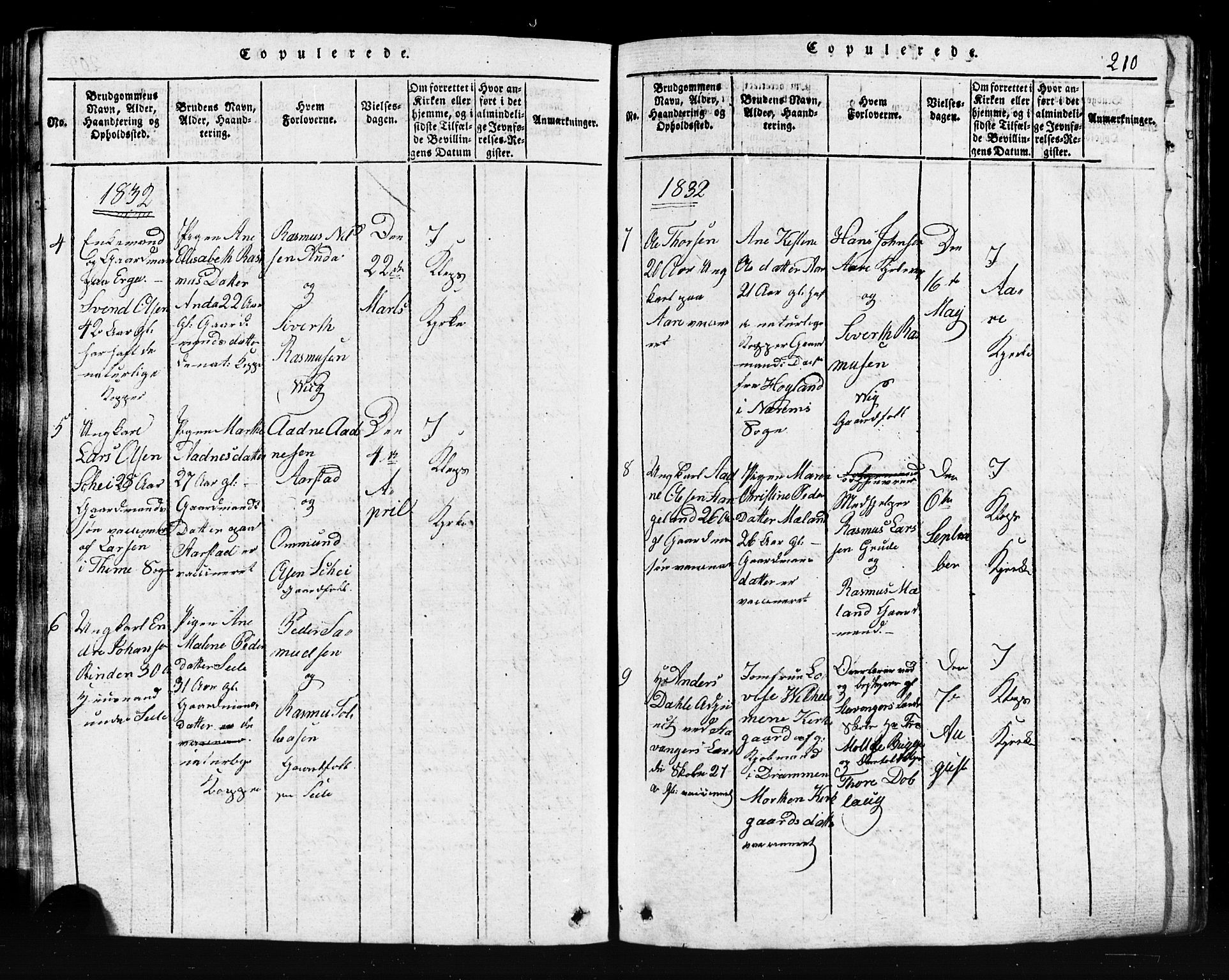 Klepp sokneprestkontor, AV/SAST-A-101803/001/3/30BB/L0001: Parish register (copy) no.  B 1, 1816-1859, p. 210