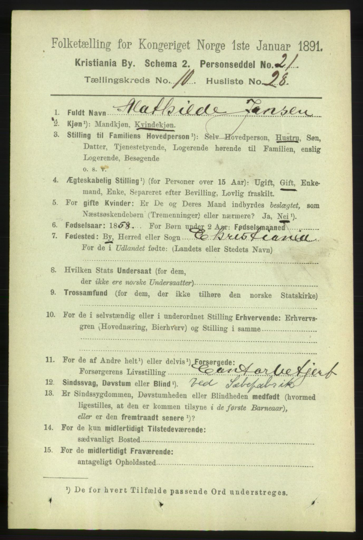 RA, 1891 census for 0301 Kristiania, 1891, p. 4711