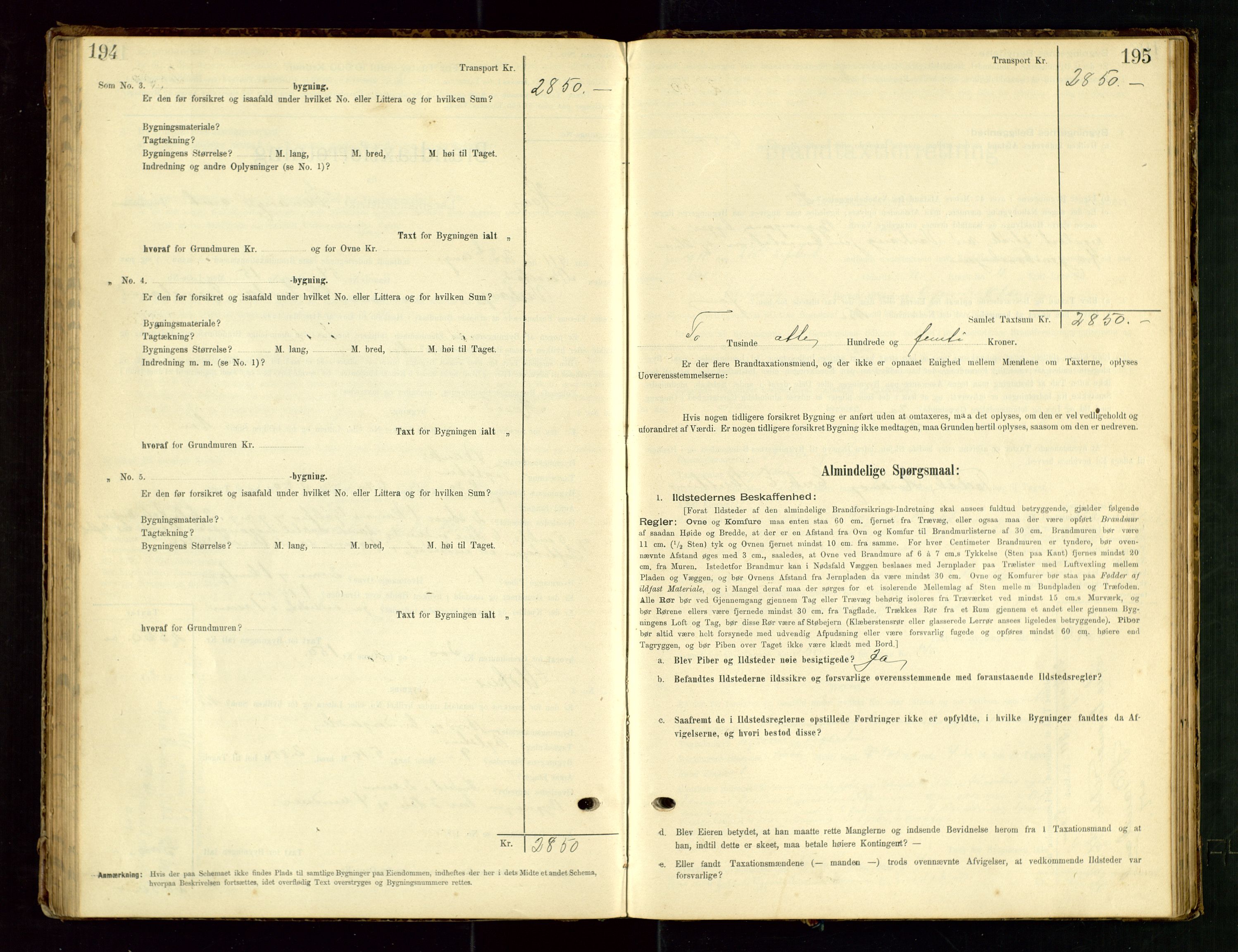 Hå lensmannskontor, SAST/A-100456/Goa/L0003: Takstprotokoll (skjema), 1895-1911, p. 194-195