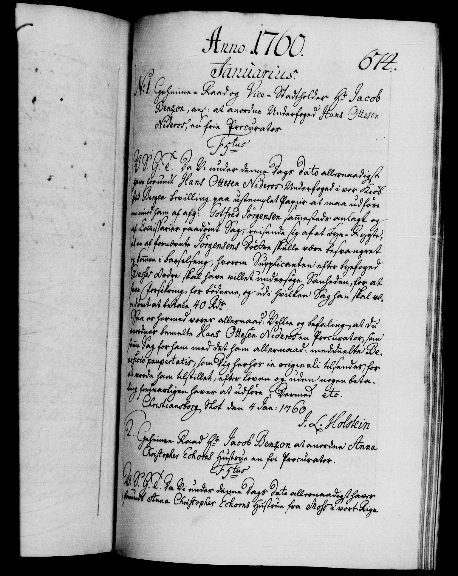 Danske Kanselli 1572-1799, AV/RA-EA-3023/F/Fc/Fca/Fcab/L0036: Norske tegnelser, 1757-1761, p. 674a