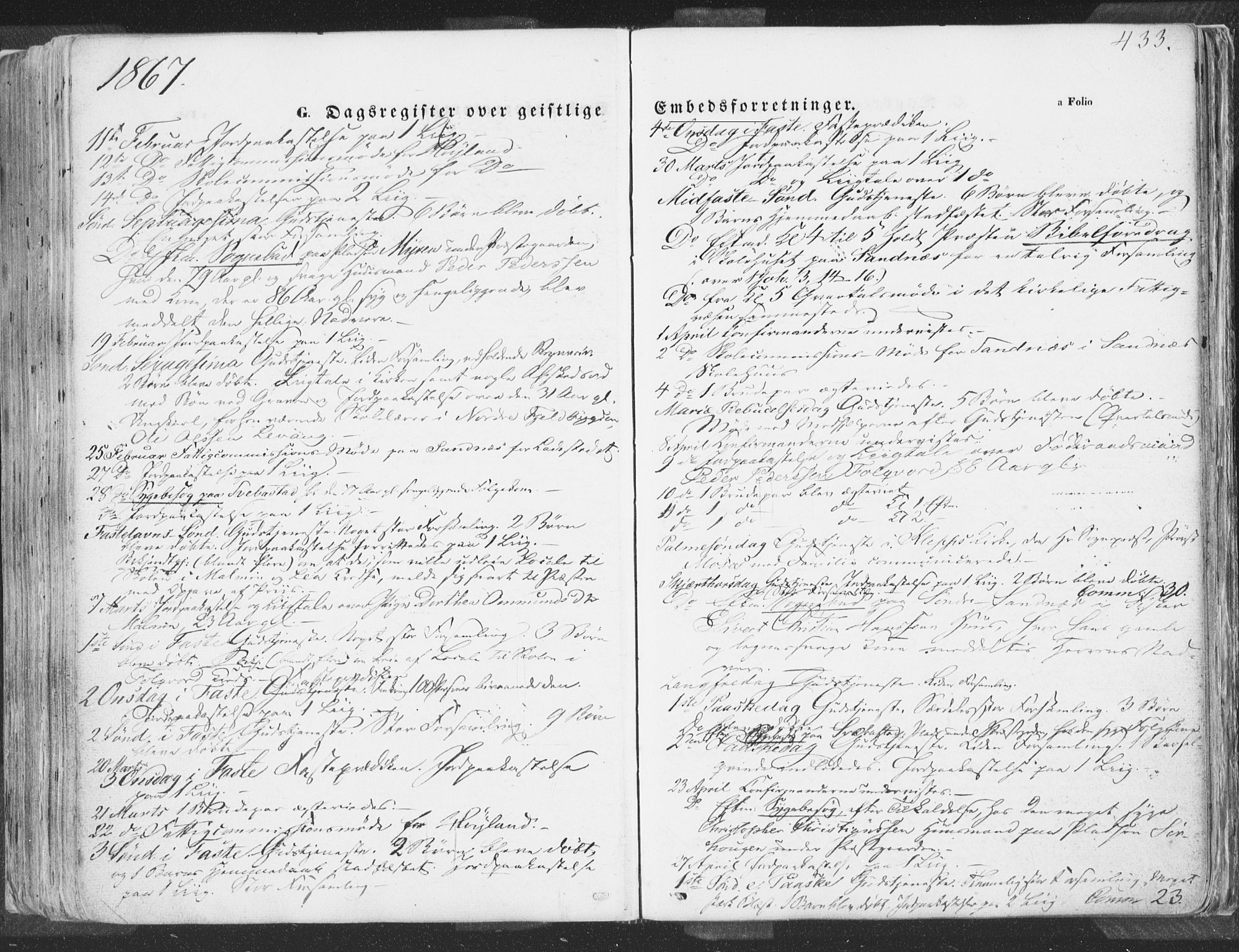 Høyland sokneprestkontor, SAST/A-101799/001/30BA/L0009: Parish register (official) no. A 9.2, 1857-1877, p. 433