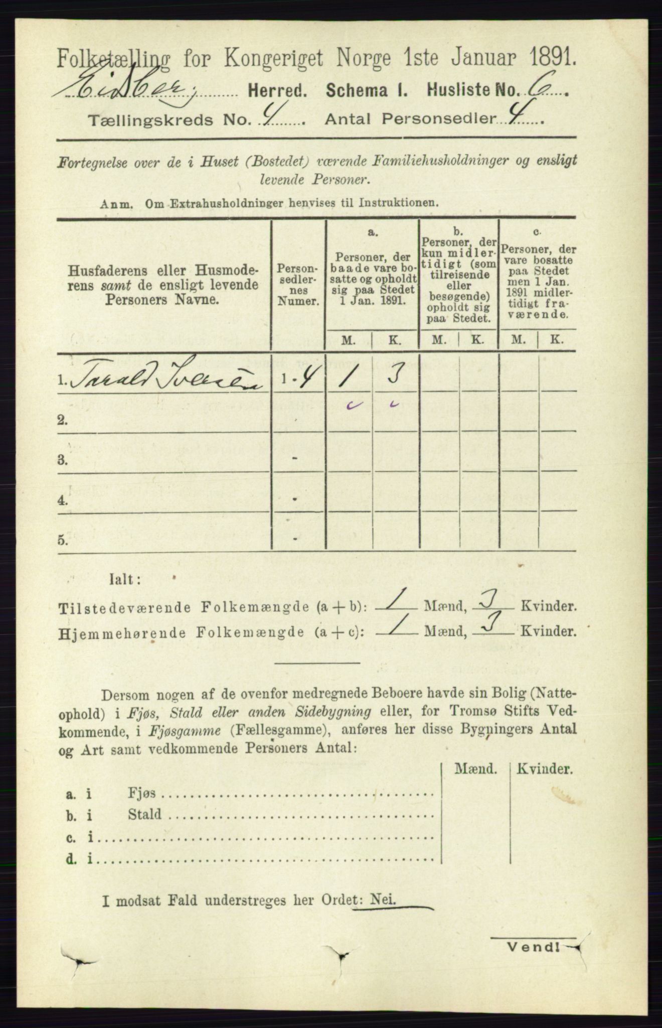 RA, 1891 census for 0125 Eidsberg, 1891, p. 2276