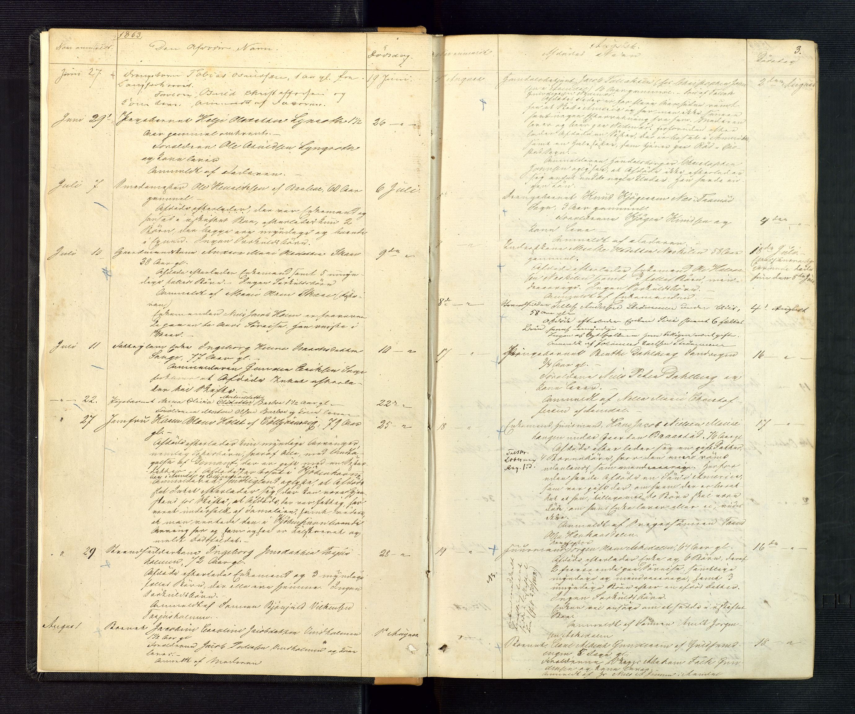 Nedenes sorenskriveri, AV/SAK-1221-0006/H/Ha/L0002: Dødsfallsfortegnelse nr 2, 1863-1889, p. 3