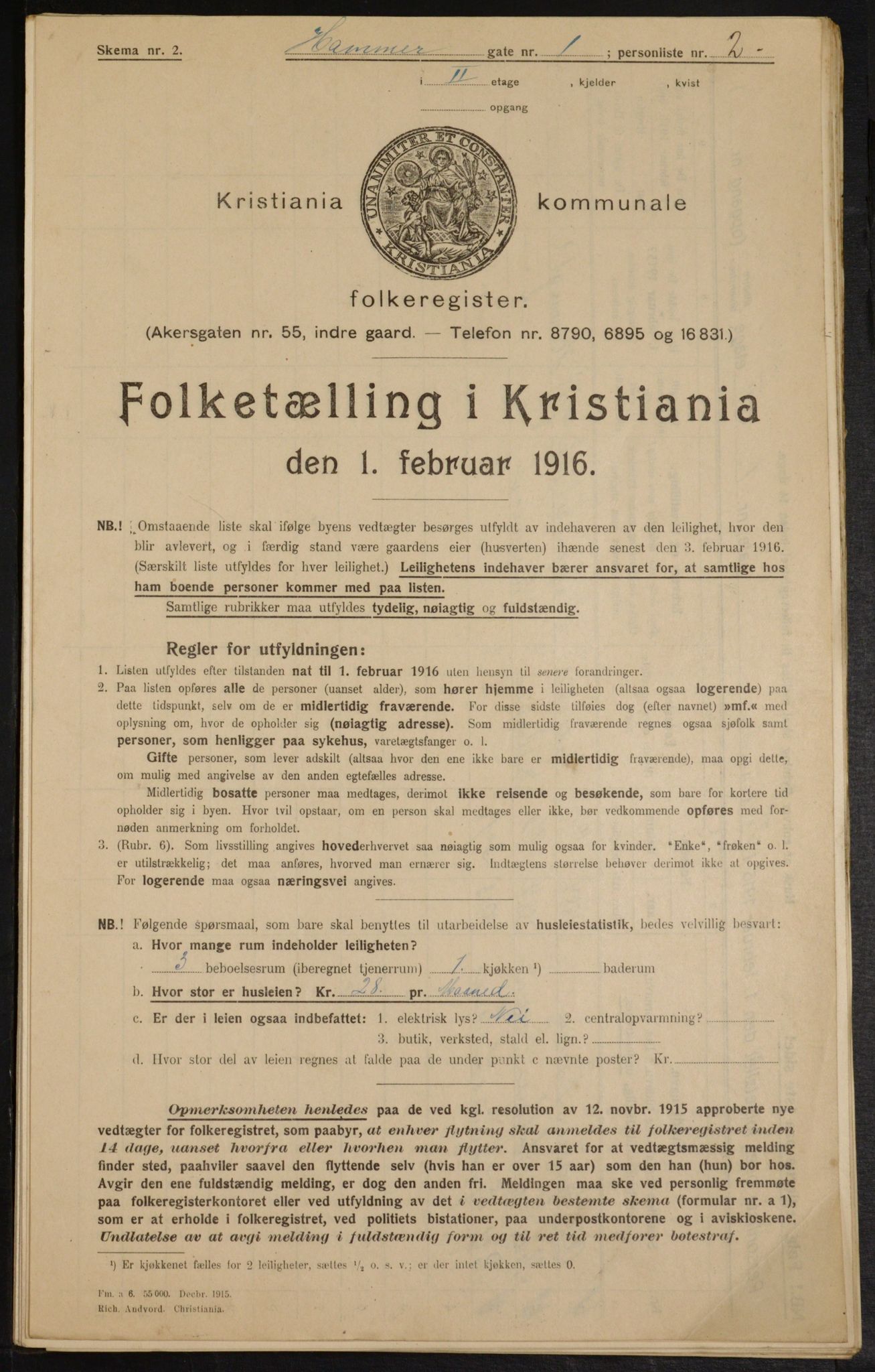 OBA, Municipal Census 1916 for Kristiania, 1916, p. 34922