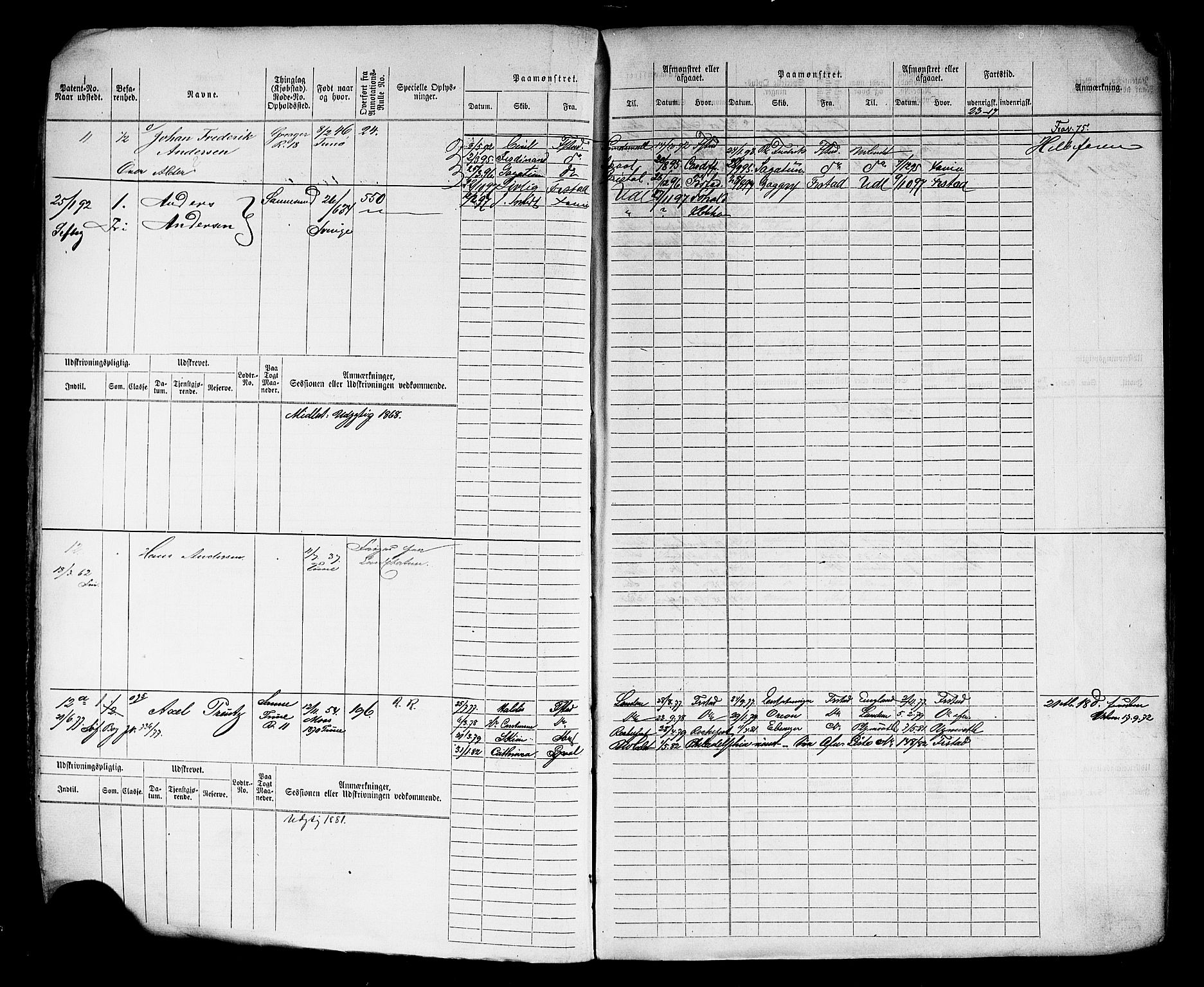 Sarpsborg mønstringskontor, AV/SAO-A-10569c/F/Fc/Fcb/L0003: Hovedrulle, 1860-1881, p. 9