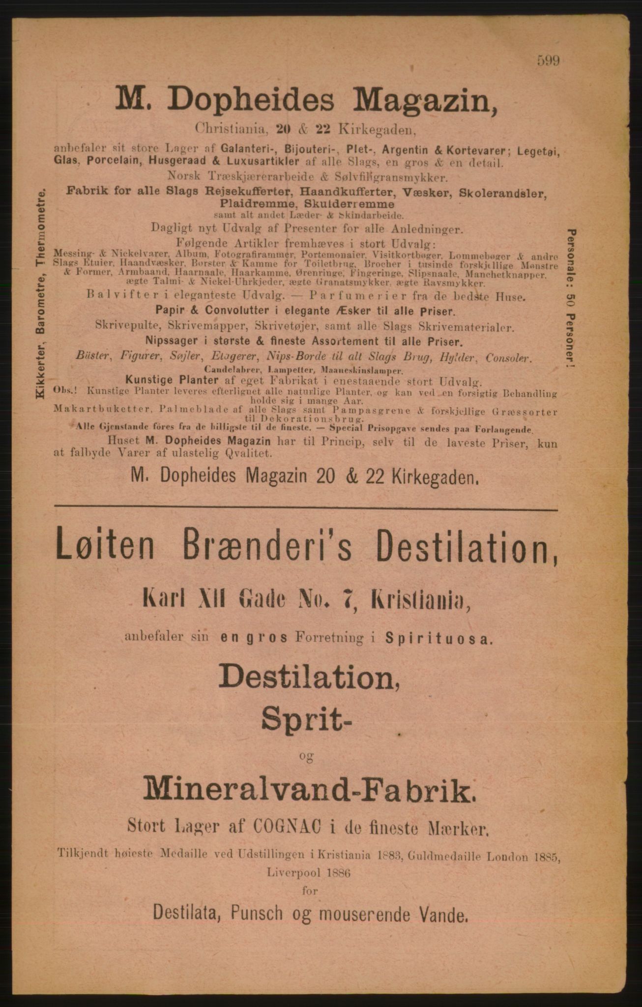 Kristiania/Oslo adressebok, PUBL/-, 1888, p. 599