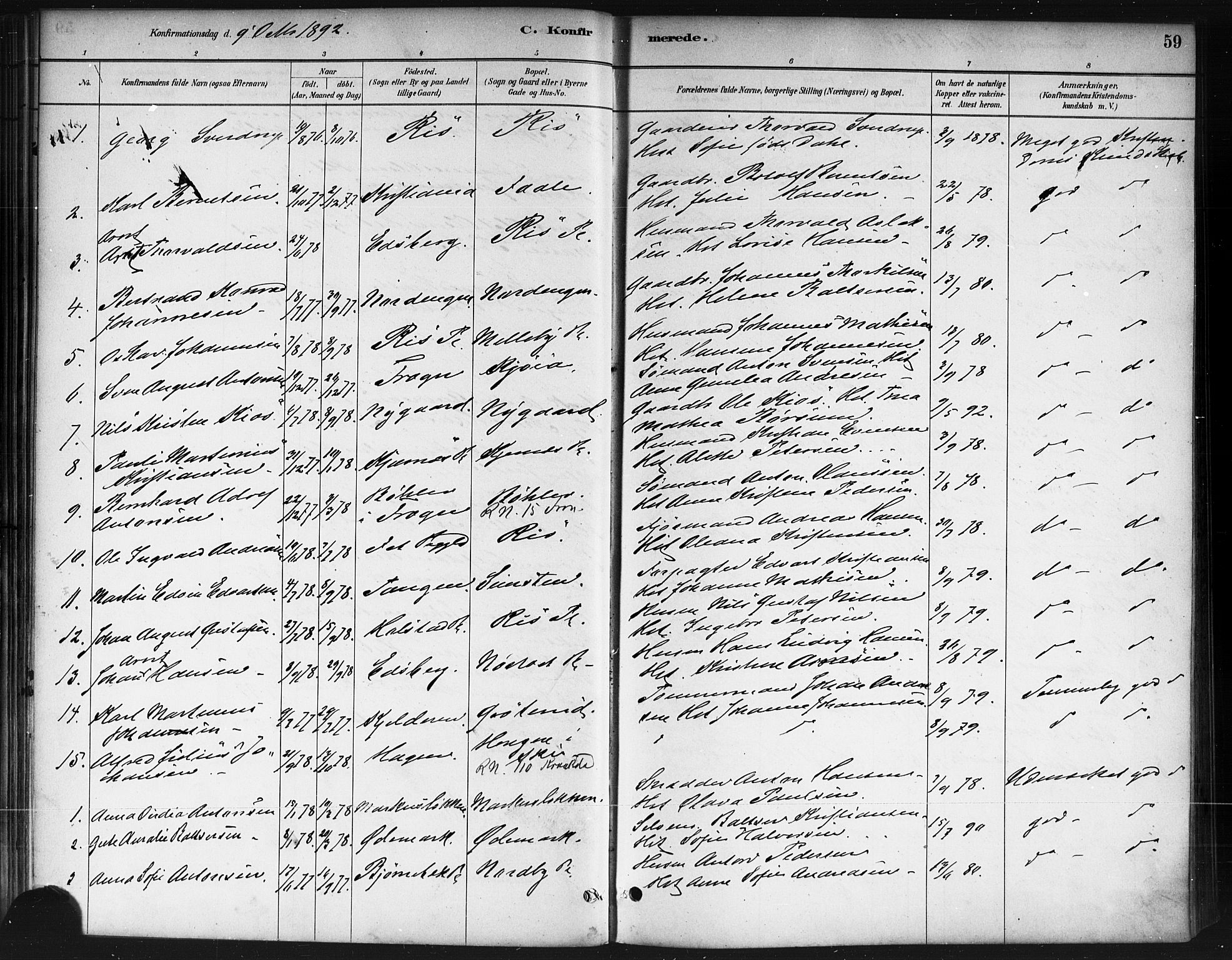 Ås prestekontor Kirkebøker, AV/SAO-A-10894/F/Fb/L0001: Parish register (official) no. II 1, 1881-1895, p. 59