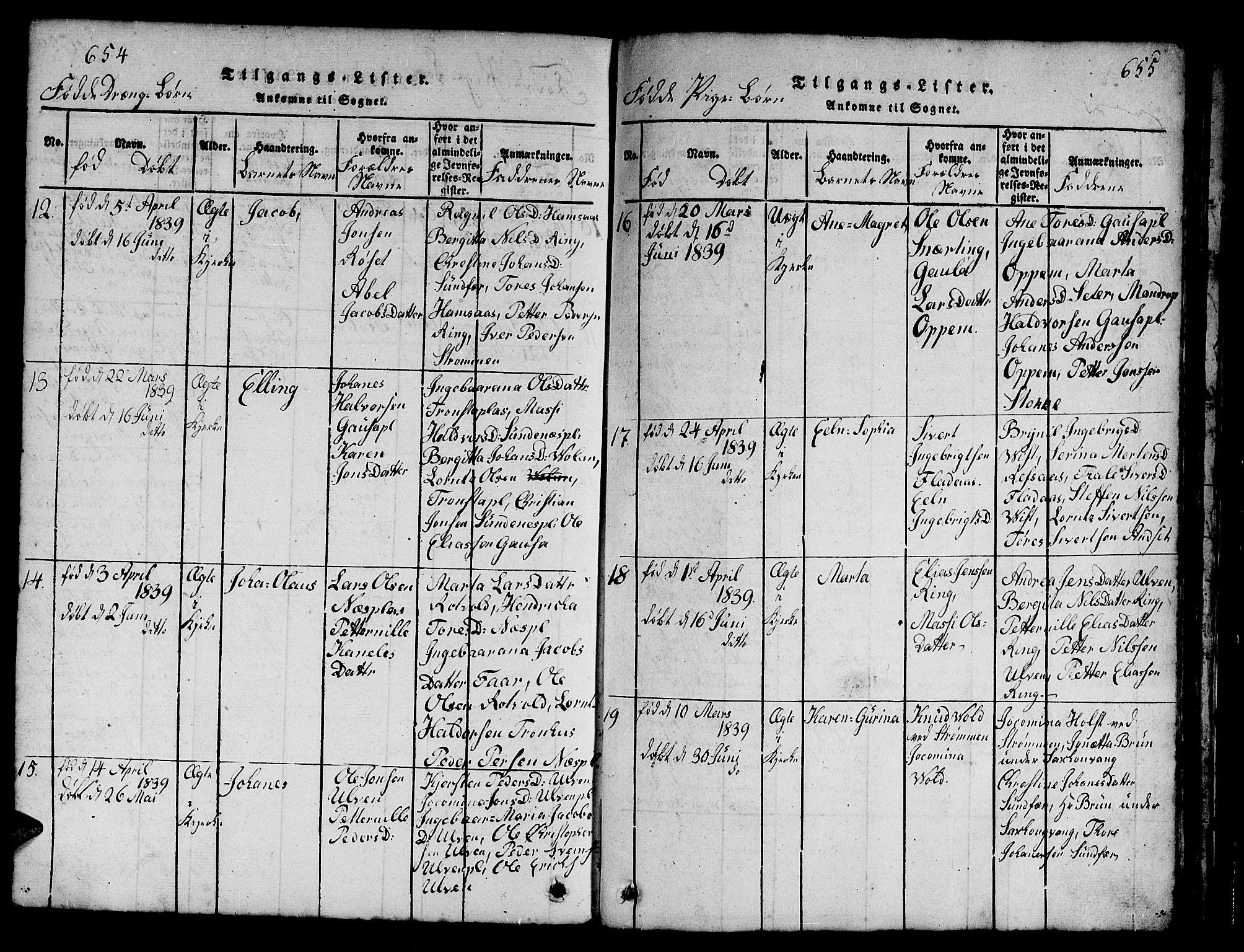 Ministerialprotokoller, klokkerbøker og fødselsregistre - Nord-Trøndelag, AV/SAT-A-1458/730/L0298: Parish register (copy) no. 730C01, 1816-1849, p. 654-655