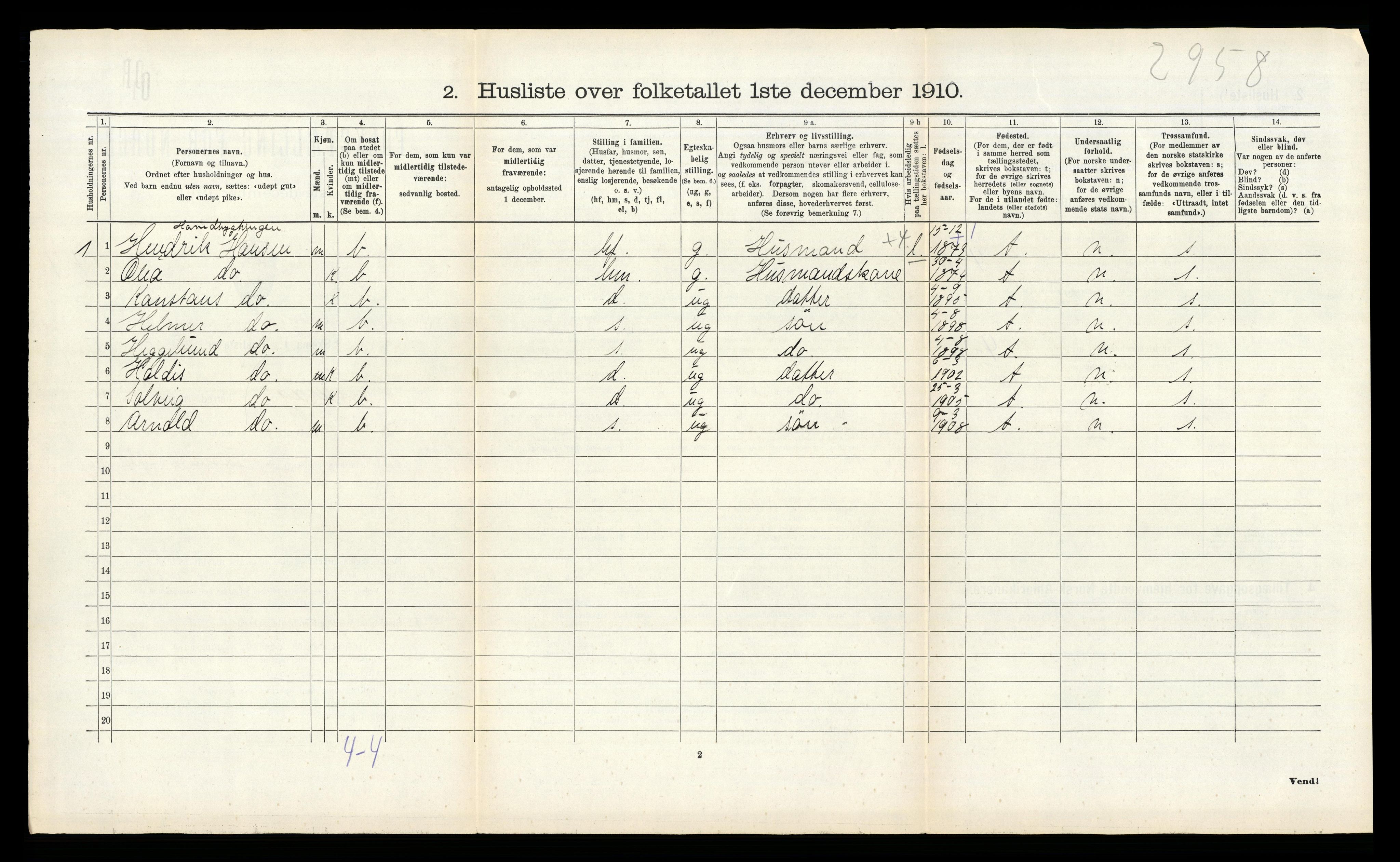 RA, 1910 census for Hamarøy, 1910, p. 841