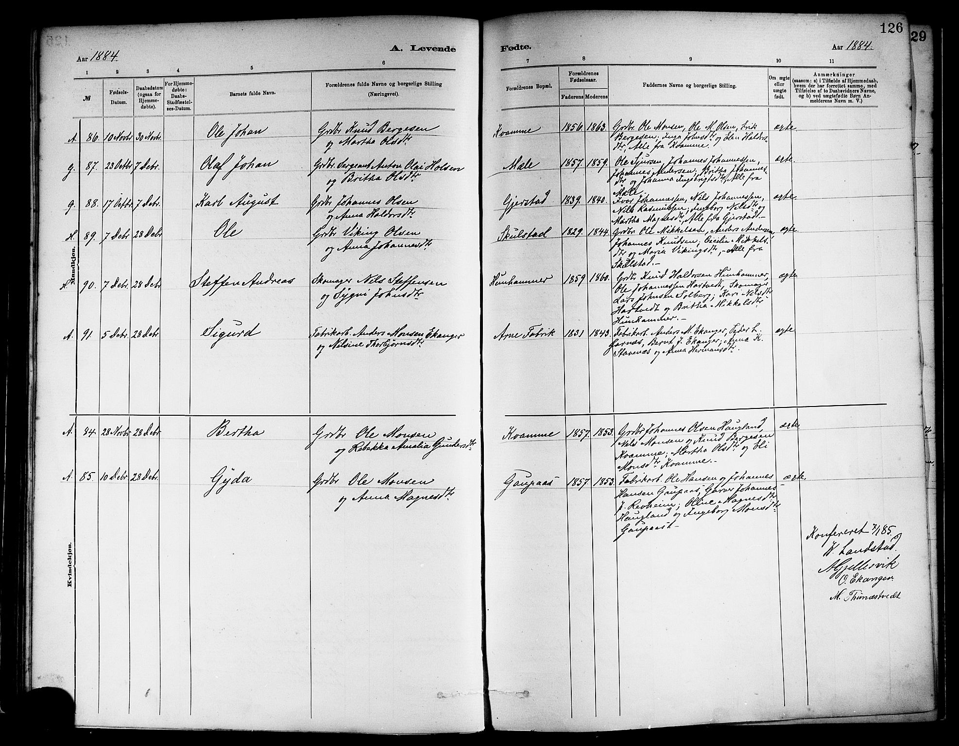 Haus sokneprestembete, SAB/A-75601/H/Haa: Parish register (official) no. A 19I, 1878-1886, p. 126