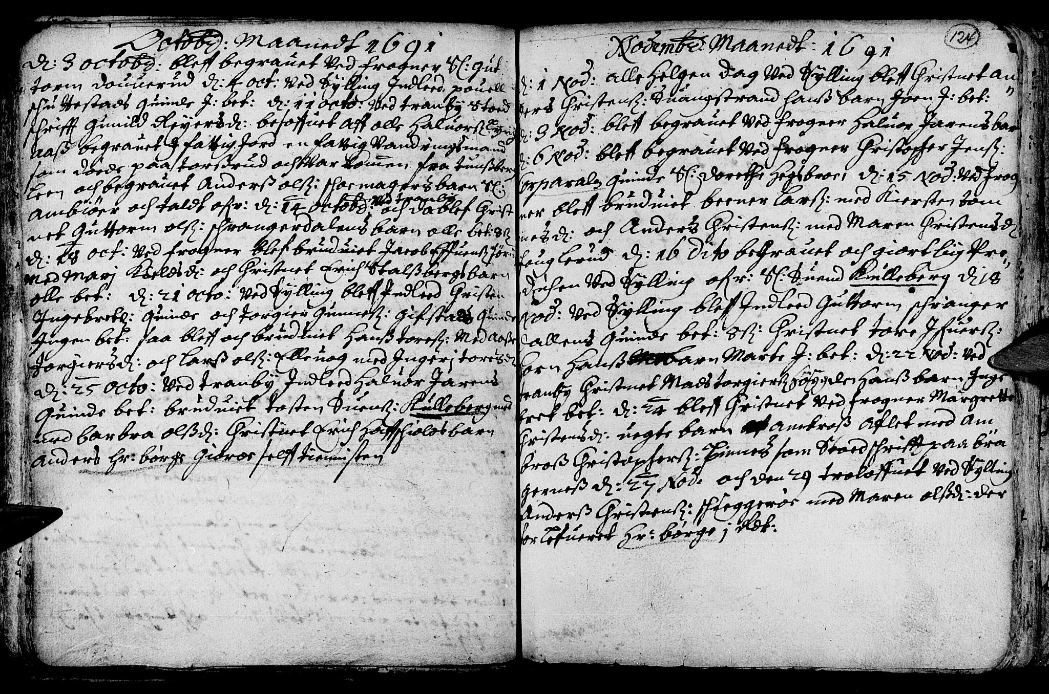 Lier kirkebøker, SAKO/A-230/F/Fa/L0001: Parish register (official) no. I 1, 1672-1701, p. 124