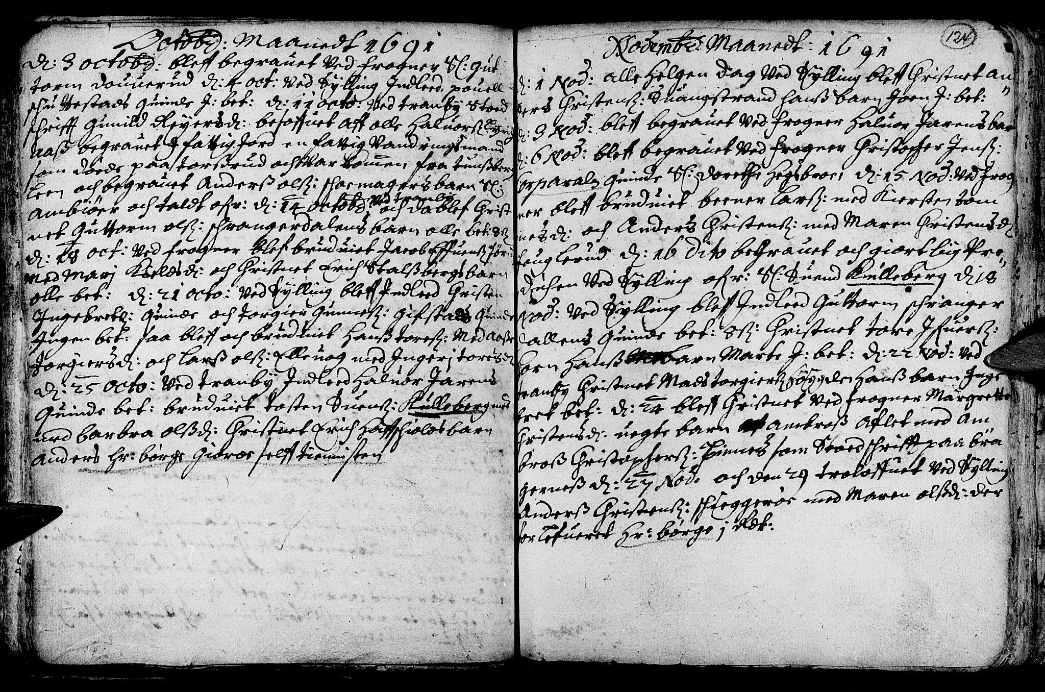 Lier kirkebøker, AV/SAKO-A-230/F/Fa/L0001: Parish register (official) no. I 1, 1672-1701, p. 124