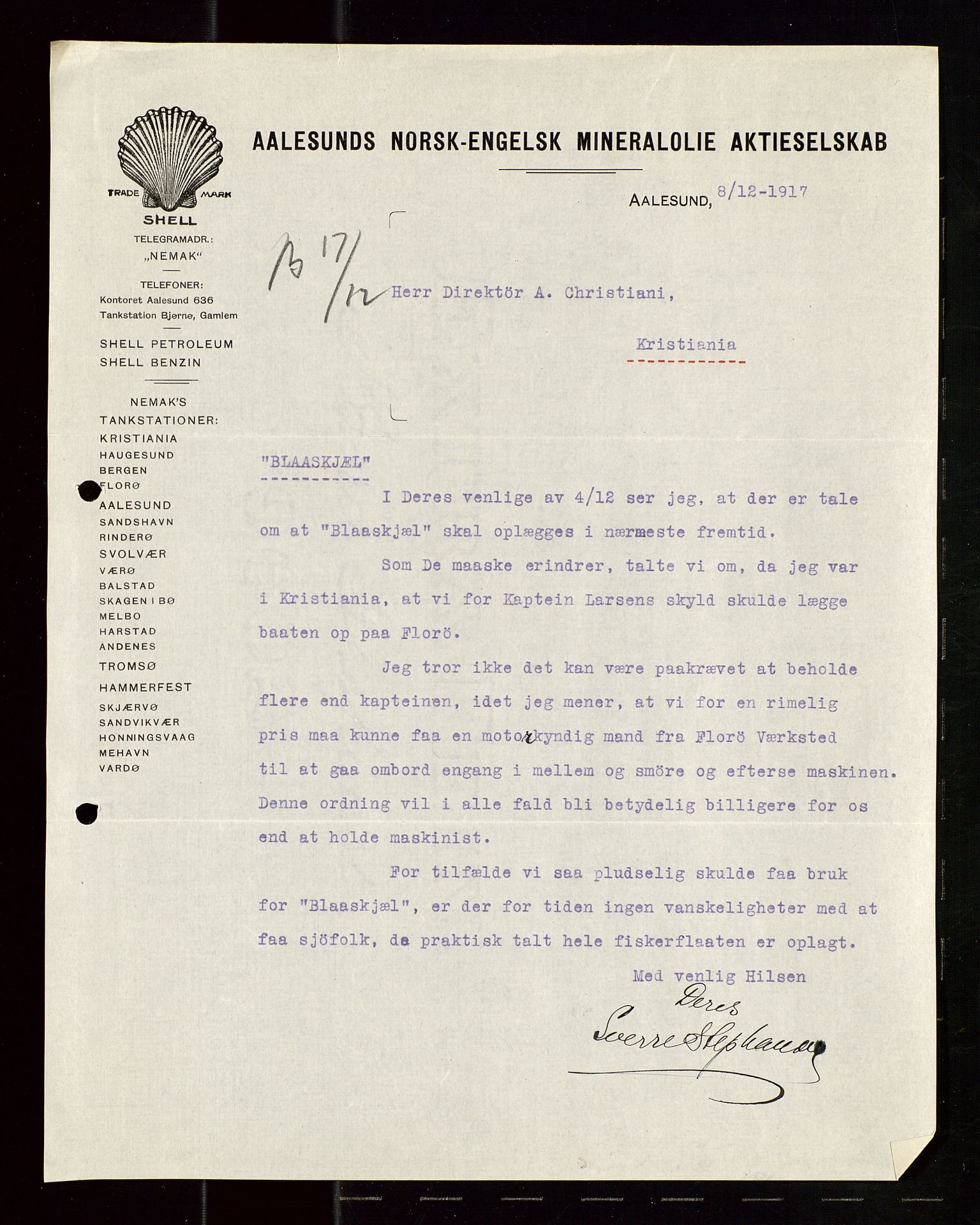 Pa 1521 - A/S Norske Shell, AV/SAST-A-101915/E/Ea/Eaa/L0019: Sjefskorrespondanse, 1917, p. 250