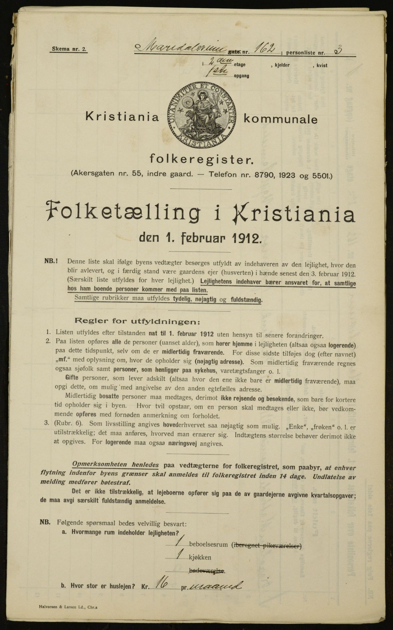 OBA, Municipal Census 1912 for Kristiania, 1912, p. 62641