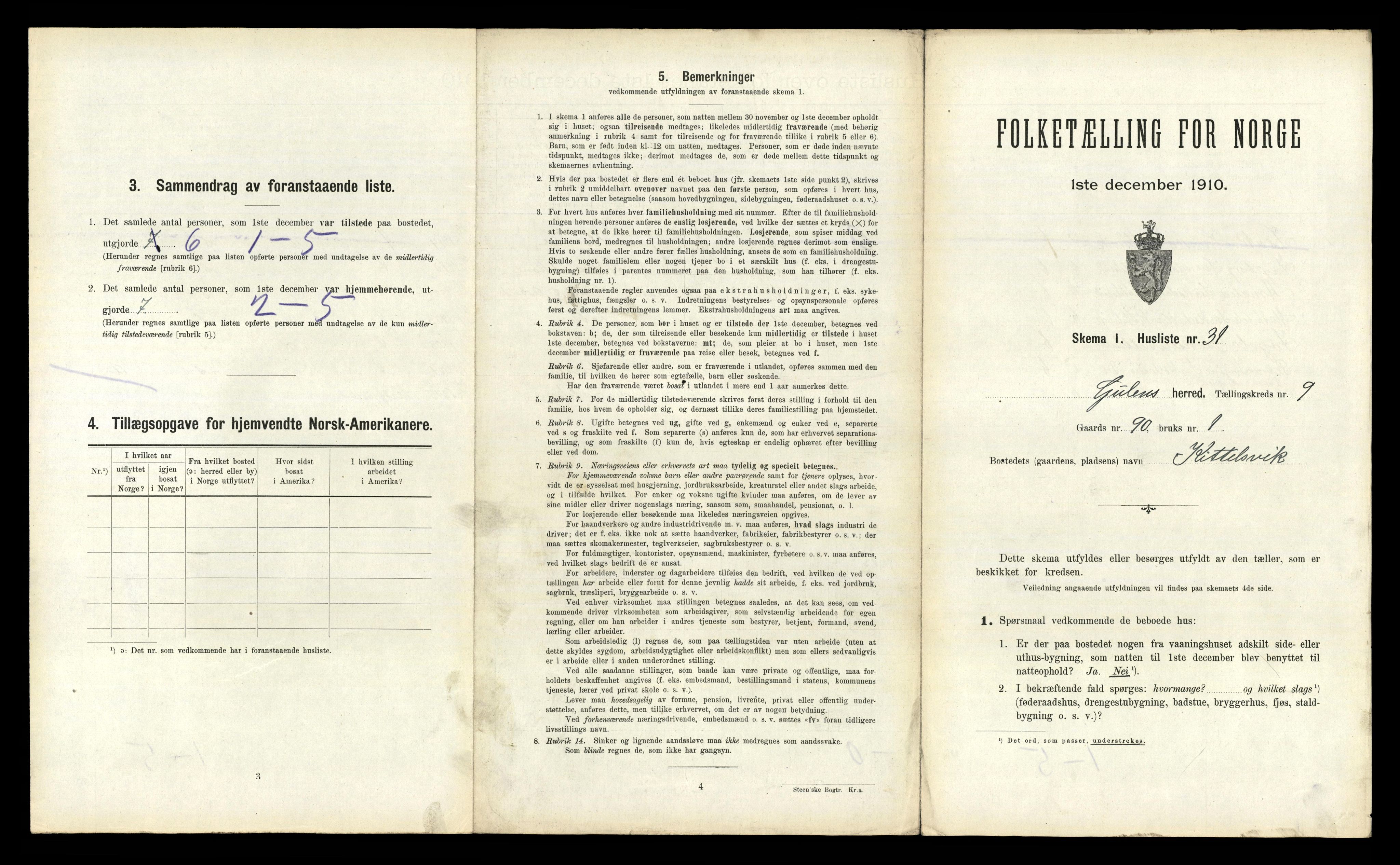 RA, 1910 census for Gulen, 1910, p. 874