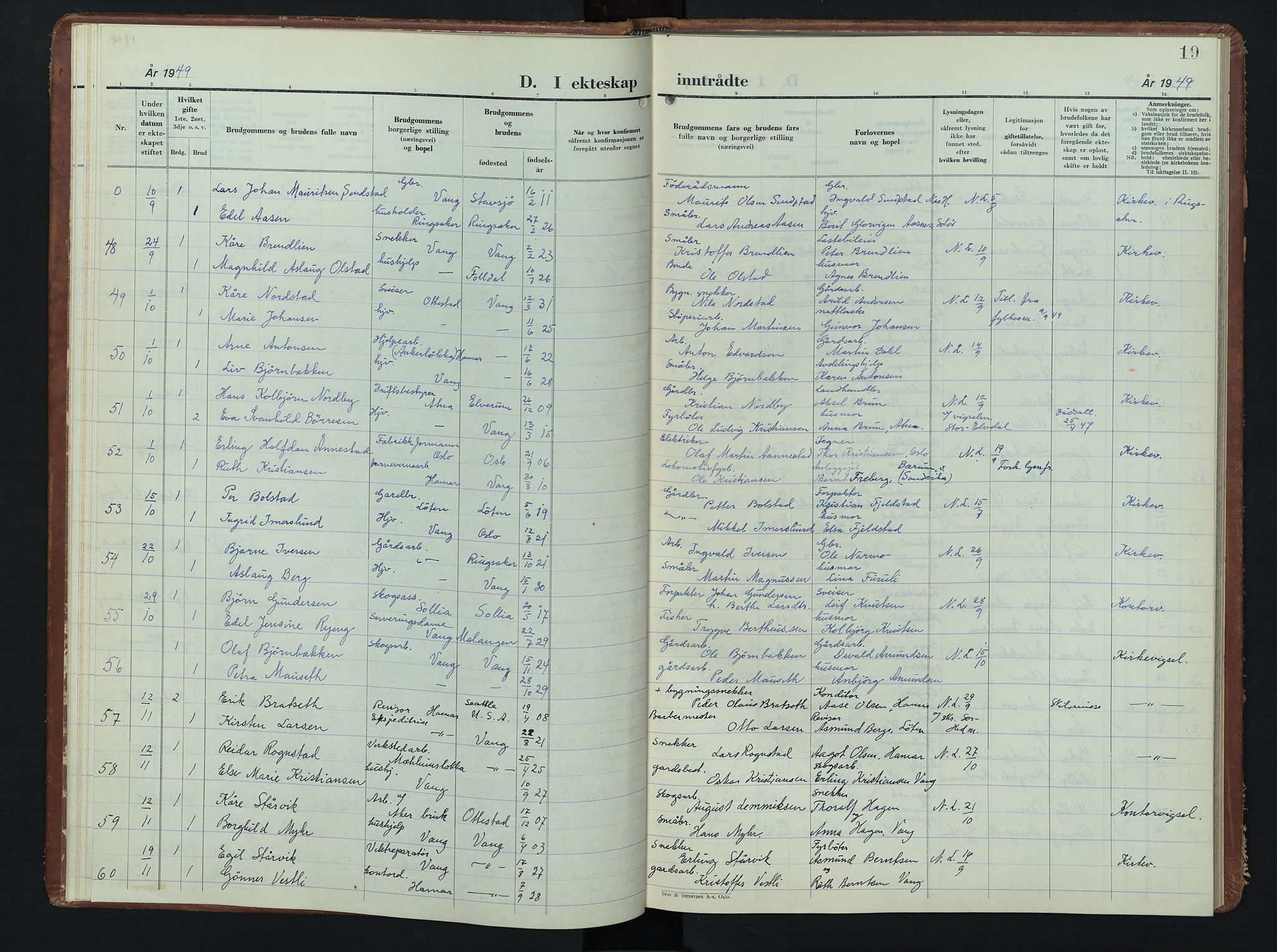 Vang prestekontor, Hedmark, AV/SAH-PREST-008/H/Ha/Hab/L0020: Parish register (copy) no. 20, 1947-1957, p. 19