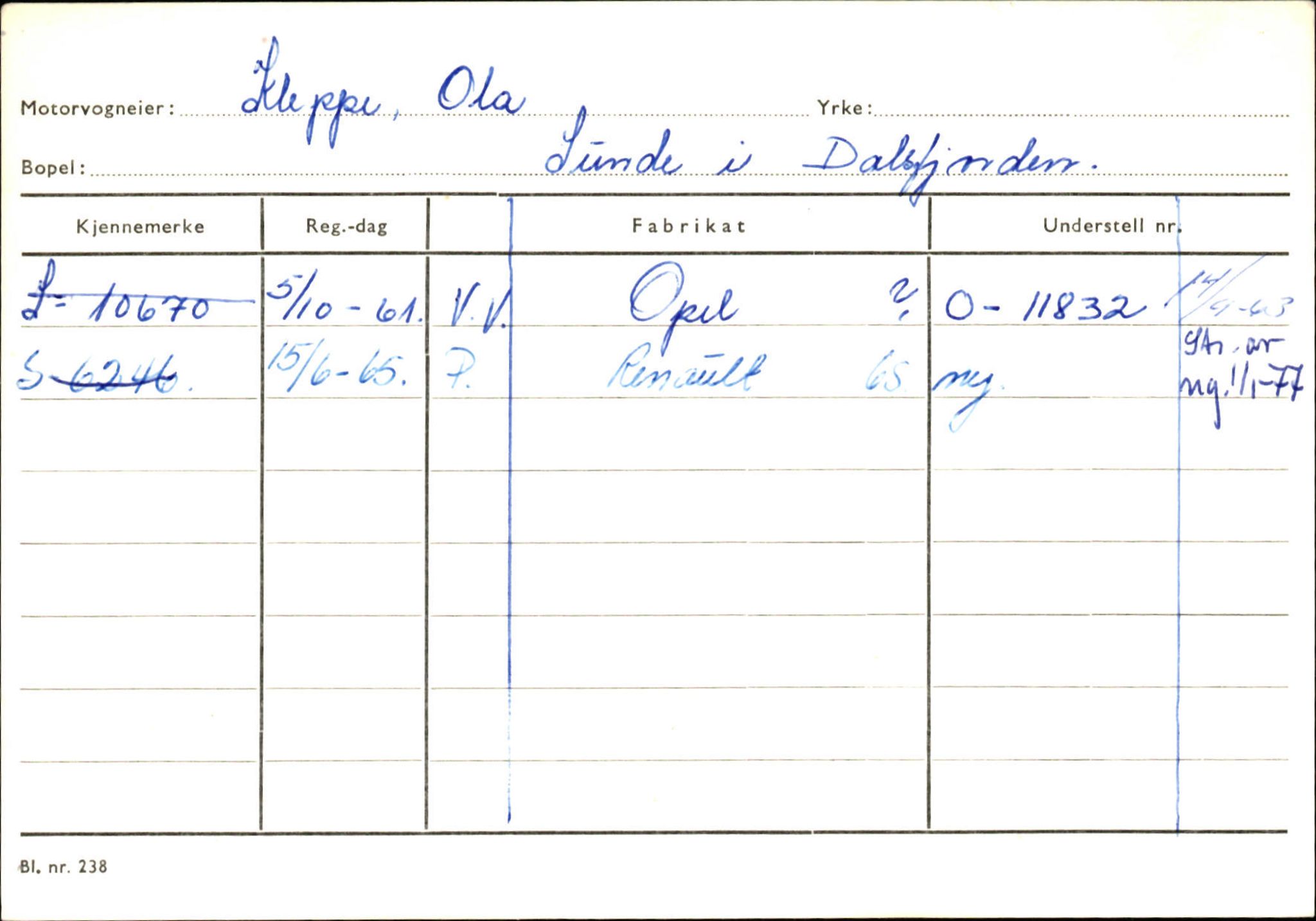 Statens vegvesen, Sogn og Fjordane vegkontor, AV/SAB-A-5301/4/F/L0125: Eigarregister Sogndal V-Å. Aurland A-Å. Fjaler A-N, 1945-1975, p. 2313