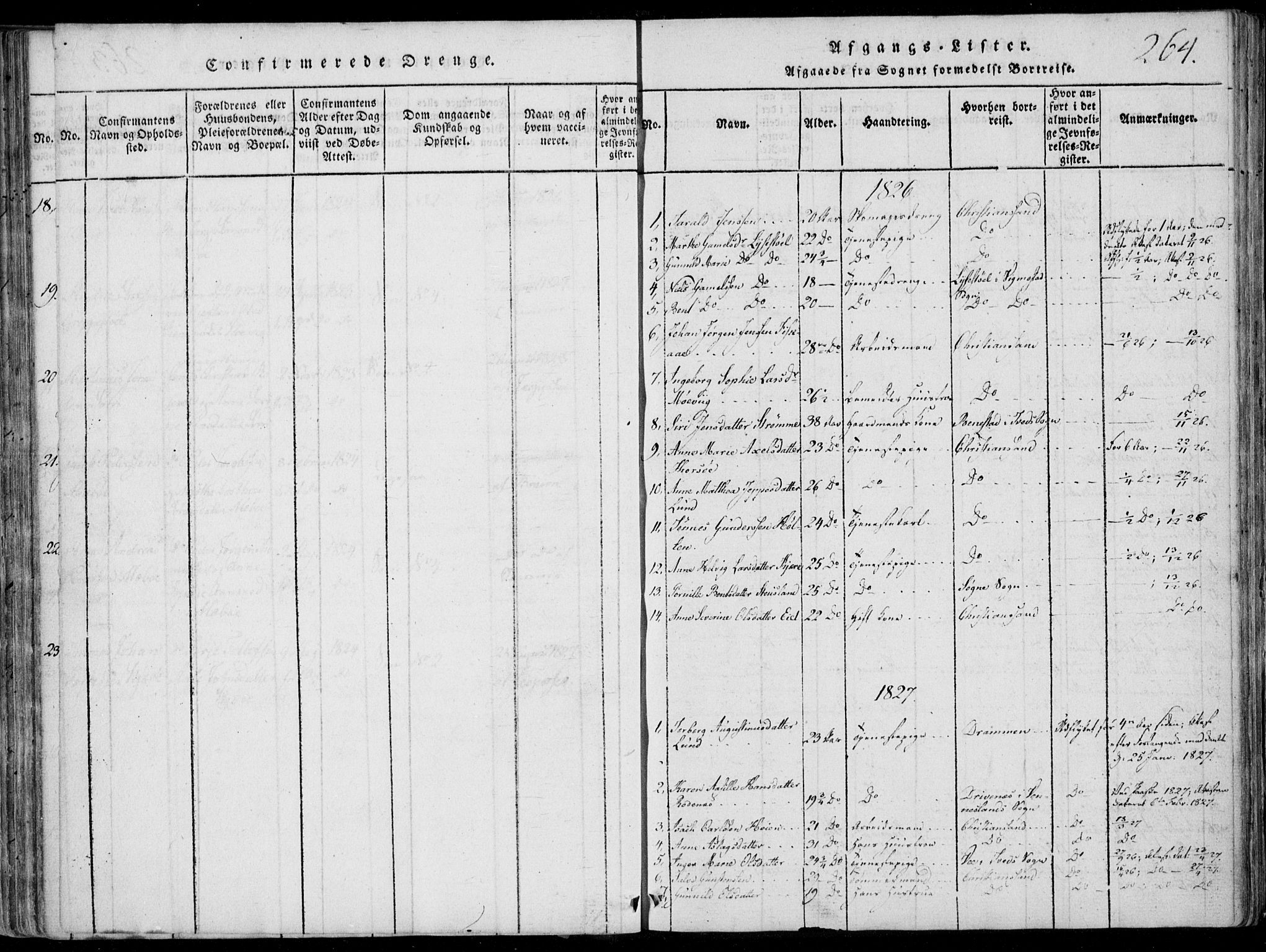 Oddernes sokneprestkontor, SAK/1111-0033/F/Fa/Faa/L0005: Parish register (official) no. A 5, 1820-1838, p. 264