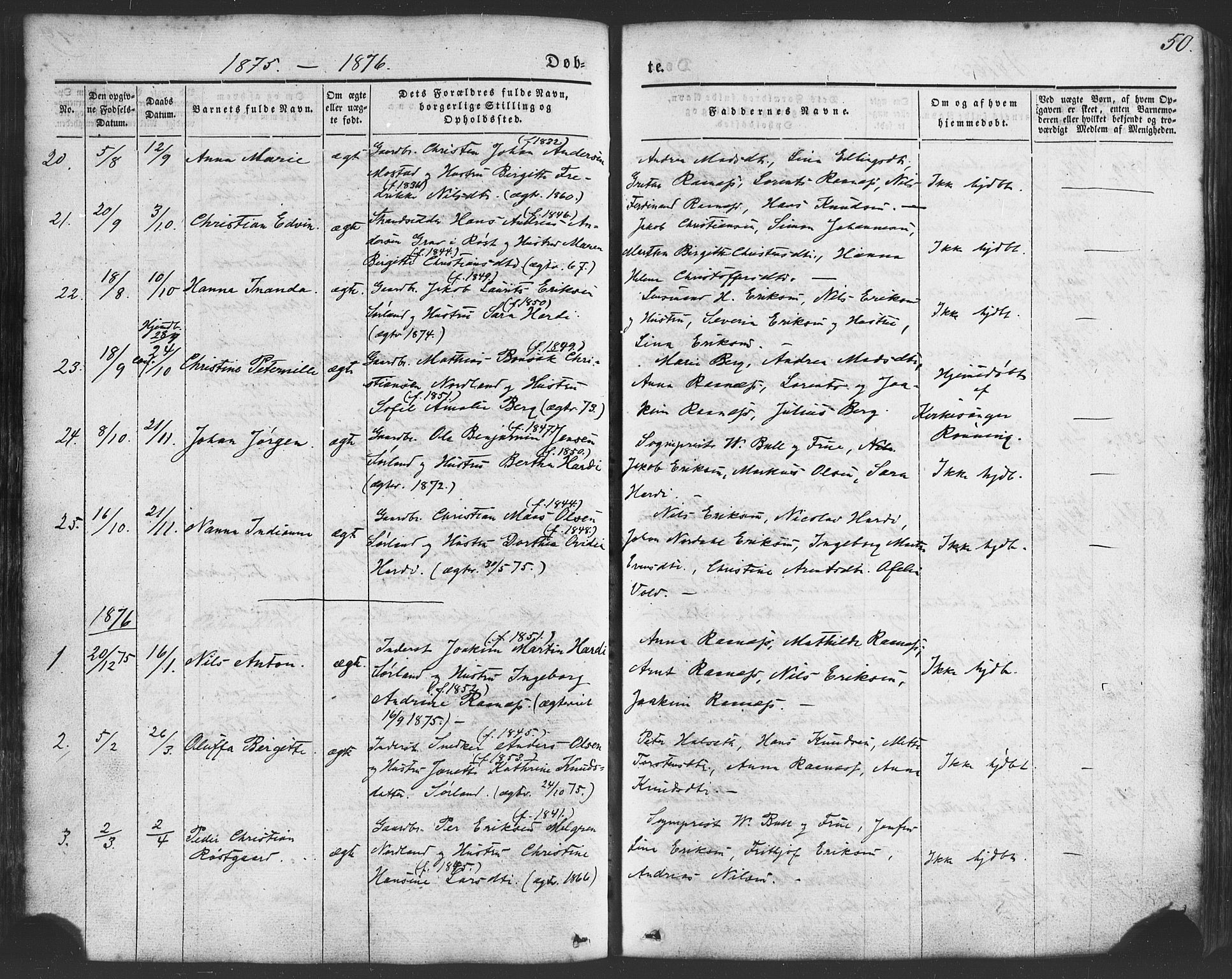 Ministerialprotokoller, klokkerbøker og fødselsregistre - Nordland, SAT/A-1459/807/L0121: Parish register (official) no. 807A04, 1846-1879, p. 50