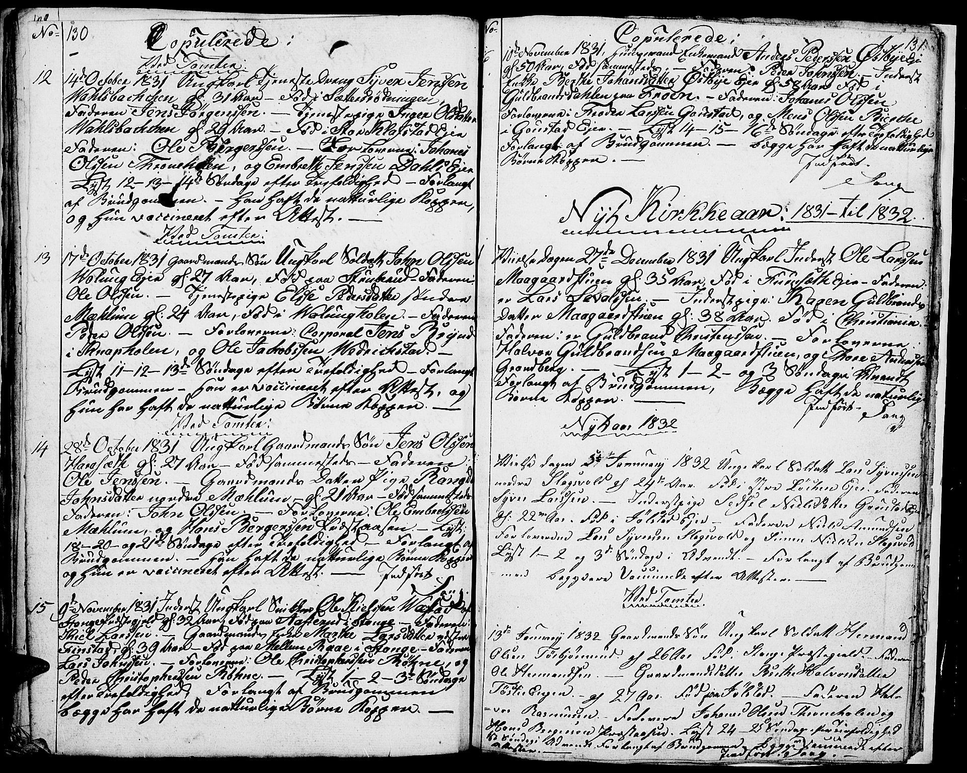 Romedal prestekontor, SAH/PREST-004/L/L0007: Parish register (copy) no. 7, 1831-1837, p. 130-131