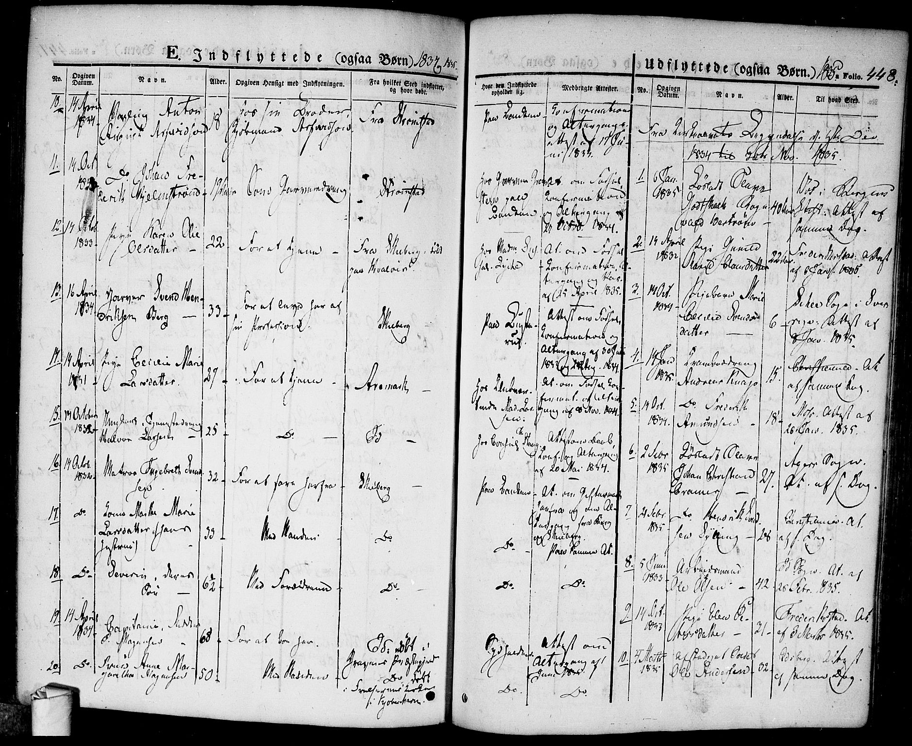 Halden prestekontor Kirkebøker, SAO/A-10909/F/Fa/L0005: Parish register (official) no. I 5, 1834-1845, p. 448