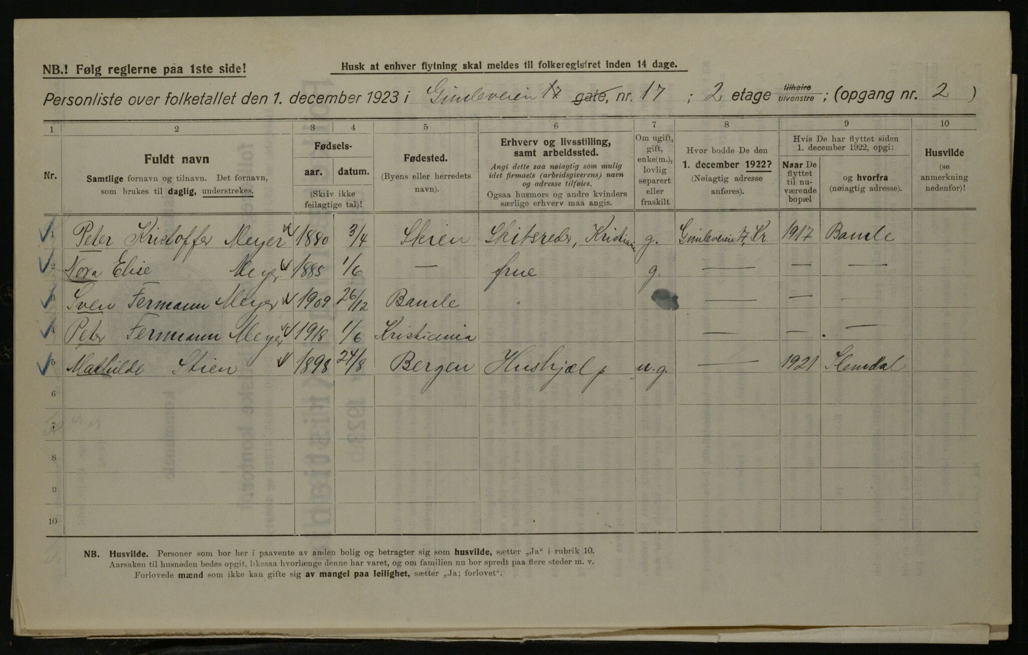 OBA, Municipal Census 1923 for Kristiania, 1923, p. 33030