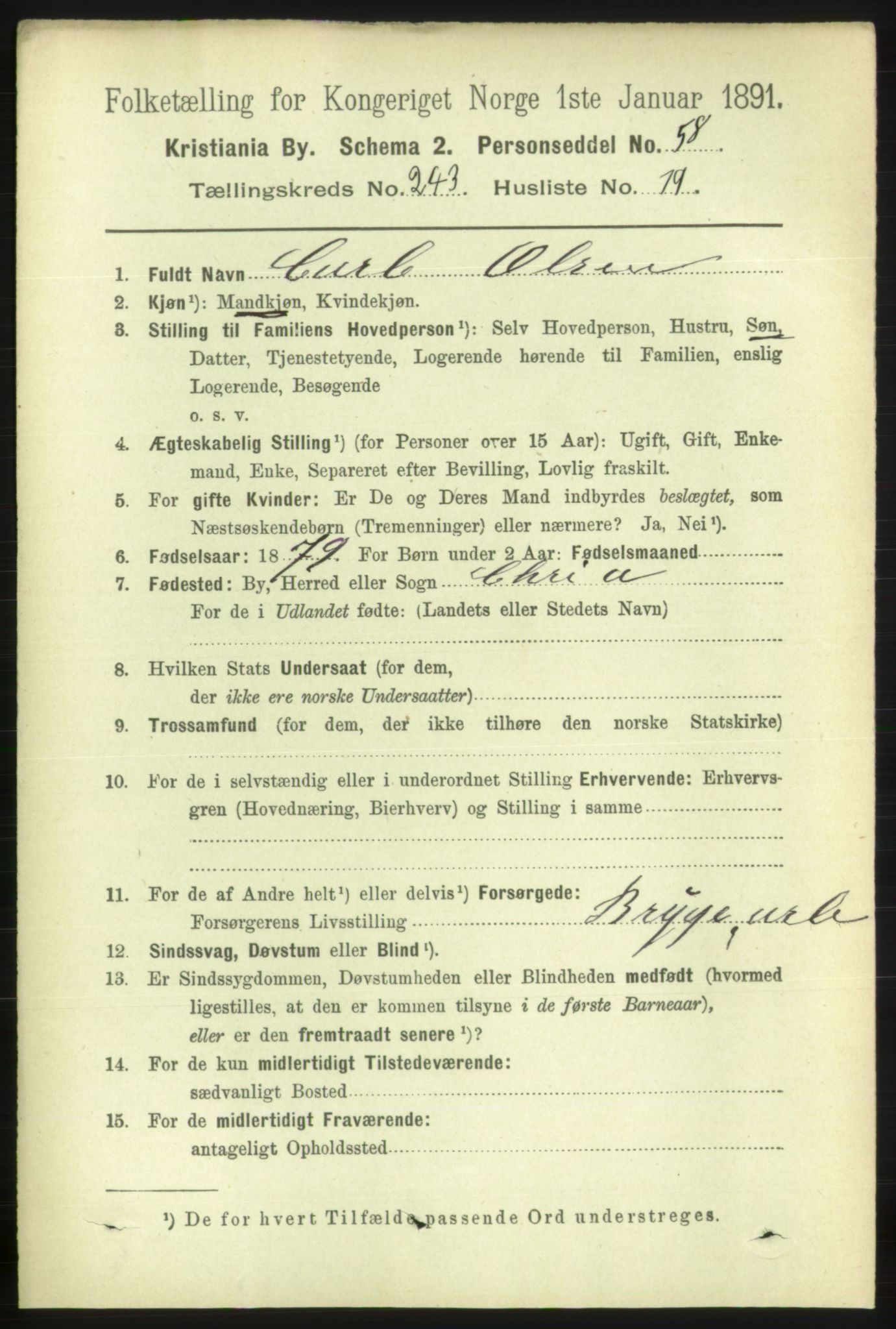 RA, 1891 census for 0301 Kristiania, 1891, p. 148242