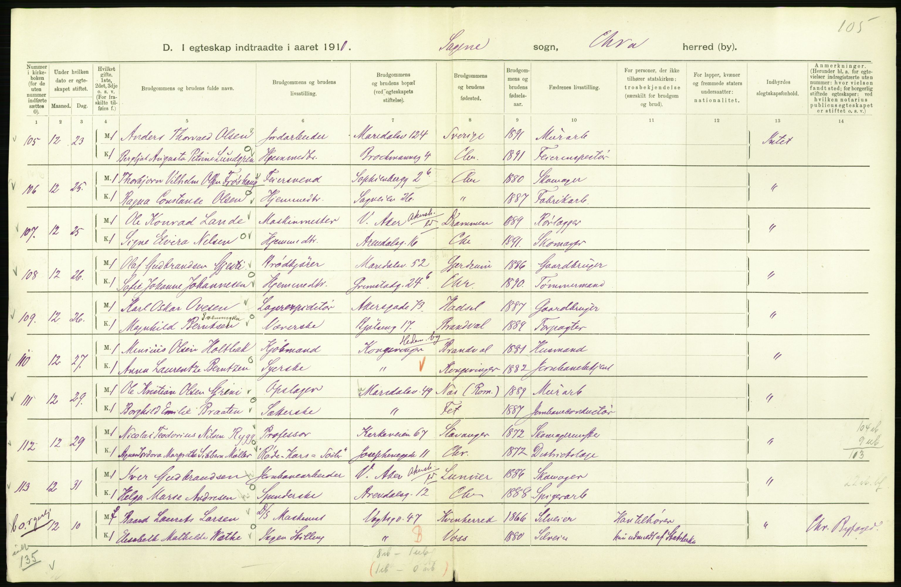 Statistisk sentralbyrå, Sosiodemografiske emner, Befolkning, AV/RA-S-2228/D/Df/Dfa/Dfah/L0009: Kristiania: Gifte og dødfødte., 1910, p. 650