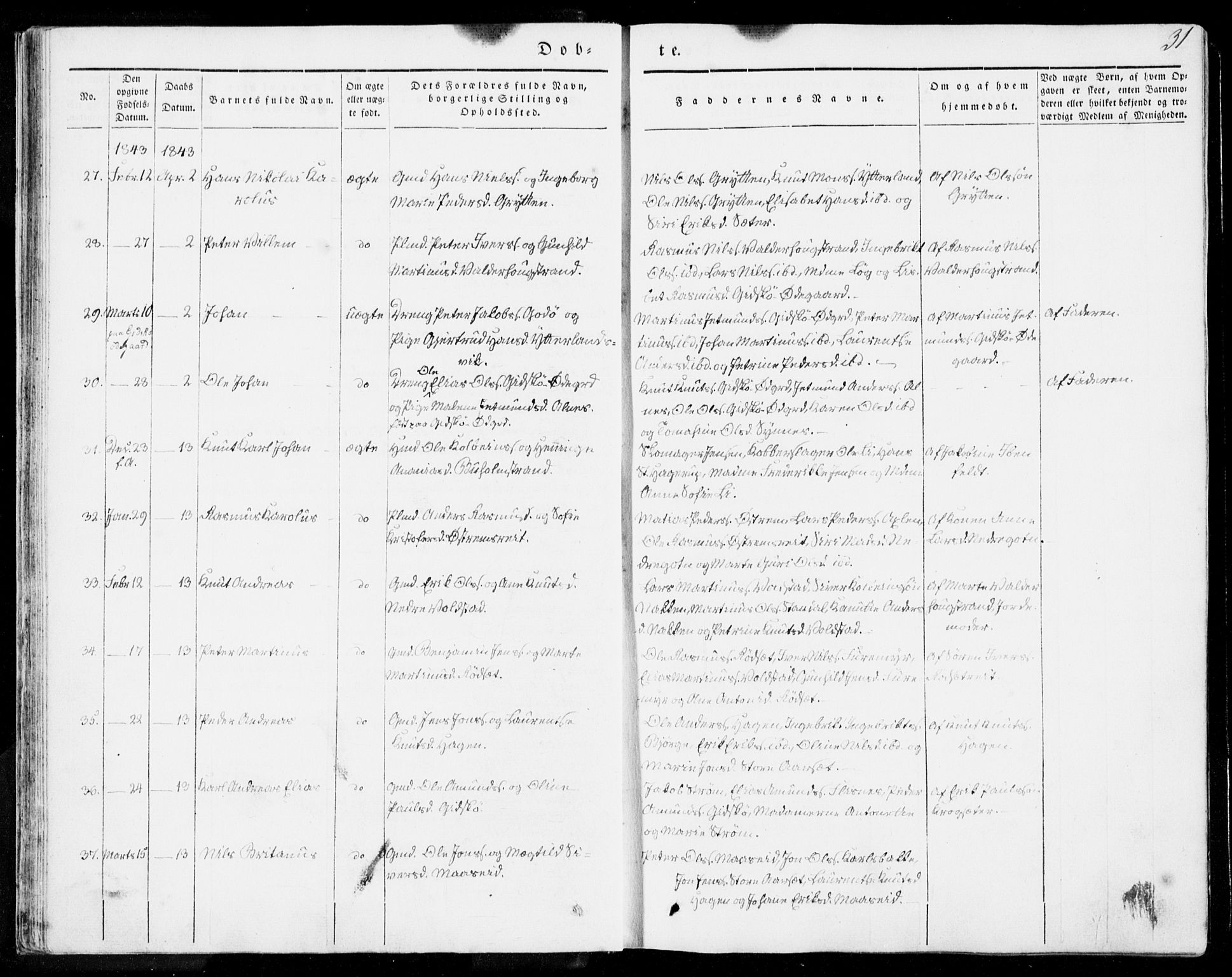 Ministerialprotokoller, klokkerbøker og fødselsregistre - Møre og Romsdal, AV/SAT-A-1454/528/L0396: Parish register (official) no. 528A07, 1839-1847, p. 31