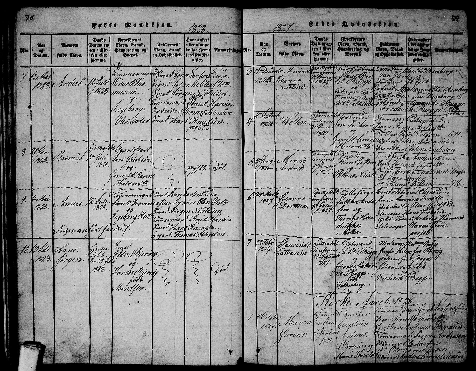 Larvik kirkebøker, AV/SAKO-A-352/G/Gb/L0001: Parish register (copy) no. II 1, 1818-1843, p. 70-71