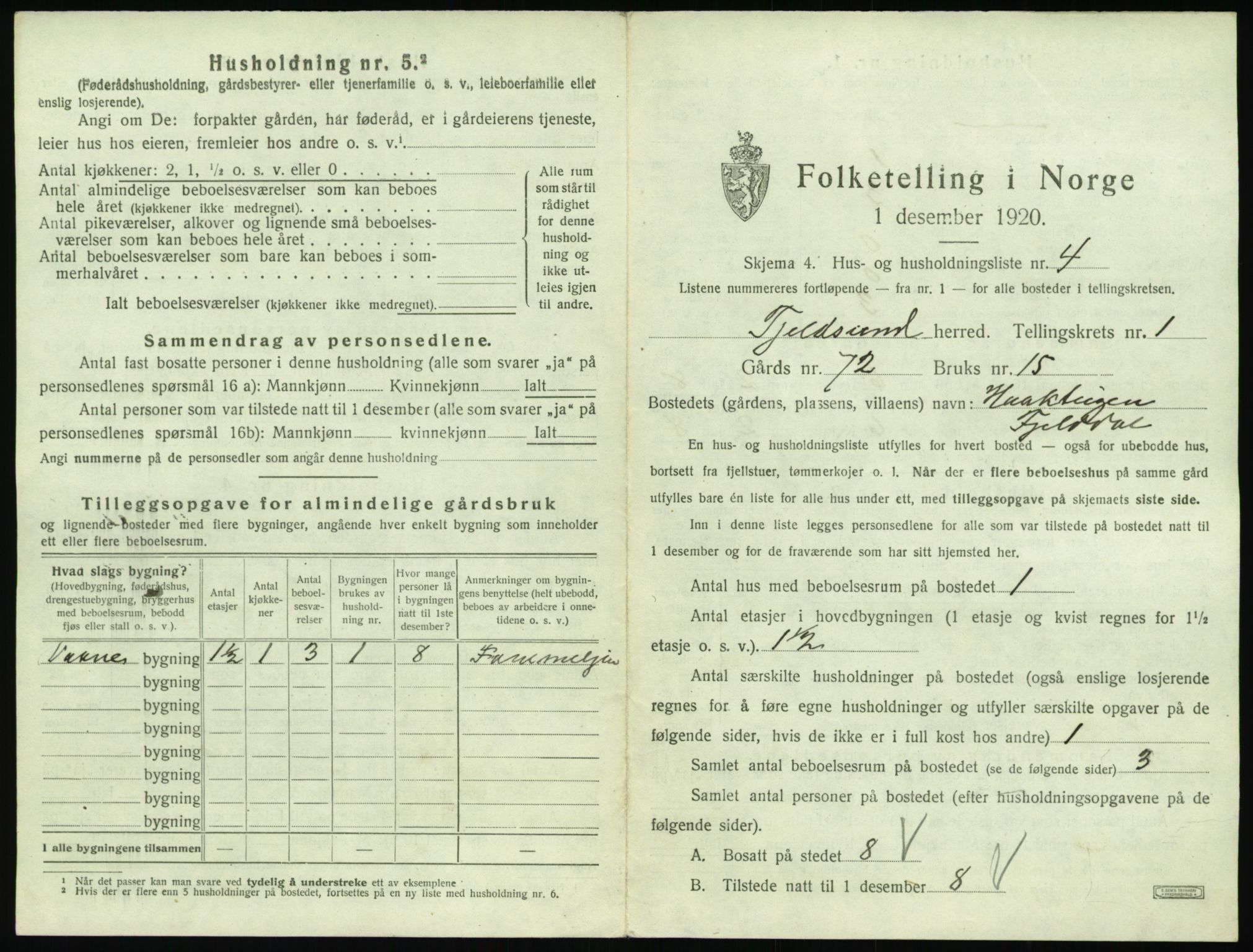 SAT, 1920 census for Tjeldsund, 1920, p. 36