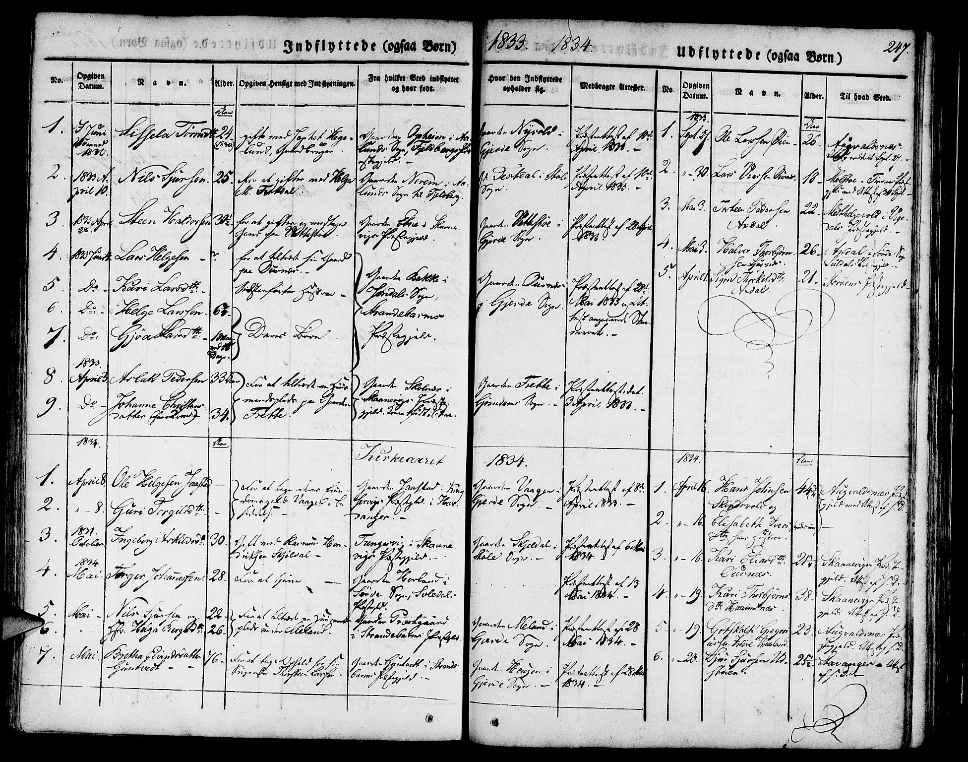 Etne sokneprestembete, SAB/A-75001/H/Haa: Parish register (official) no. A 7, 1831-1847, p. 247