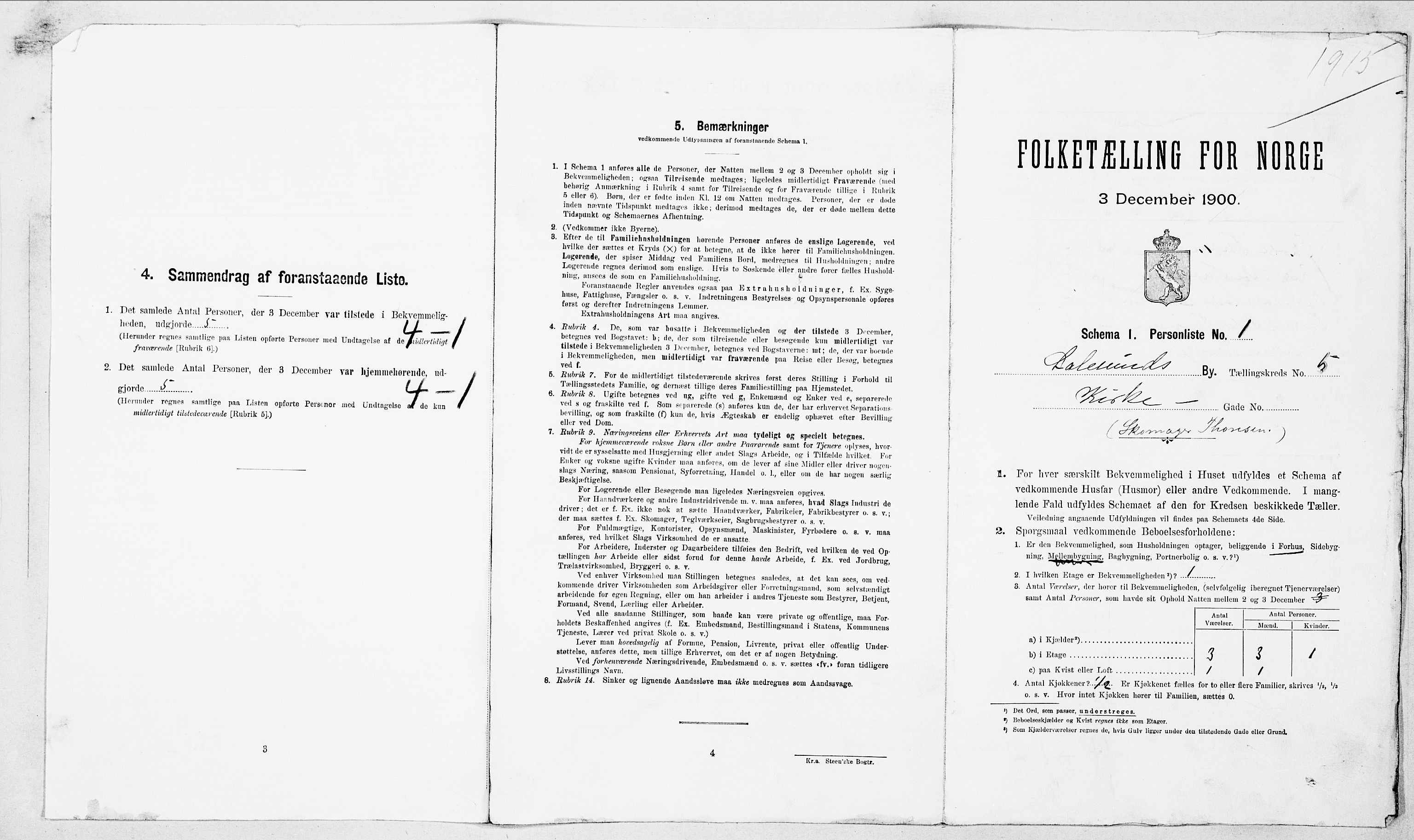 SAT, 1900 census for Ålesund, 1900, p. 1153