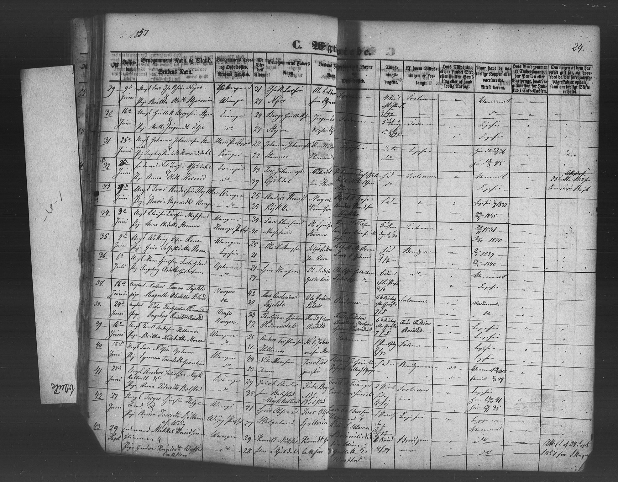 Voss sokneprestembete, SAB/A-79001/H/Haa: Parish register (official) no. A 19, 1851-1886, p. 24