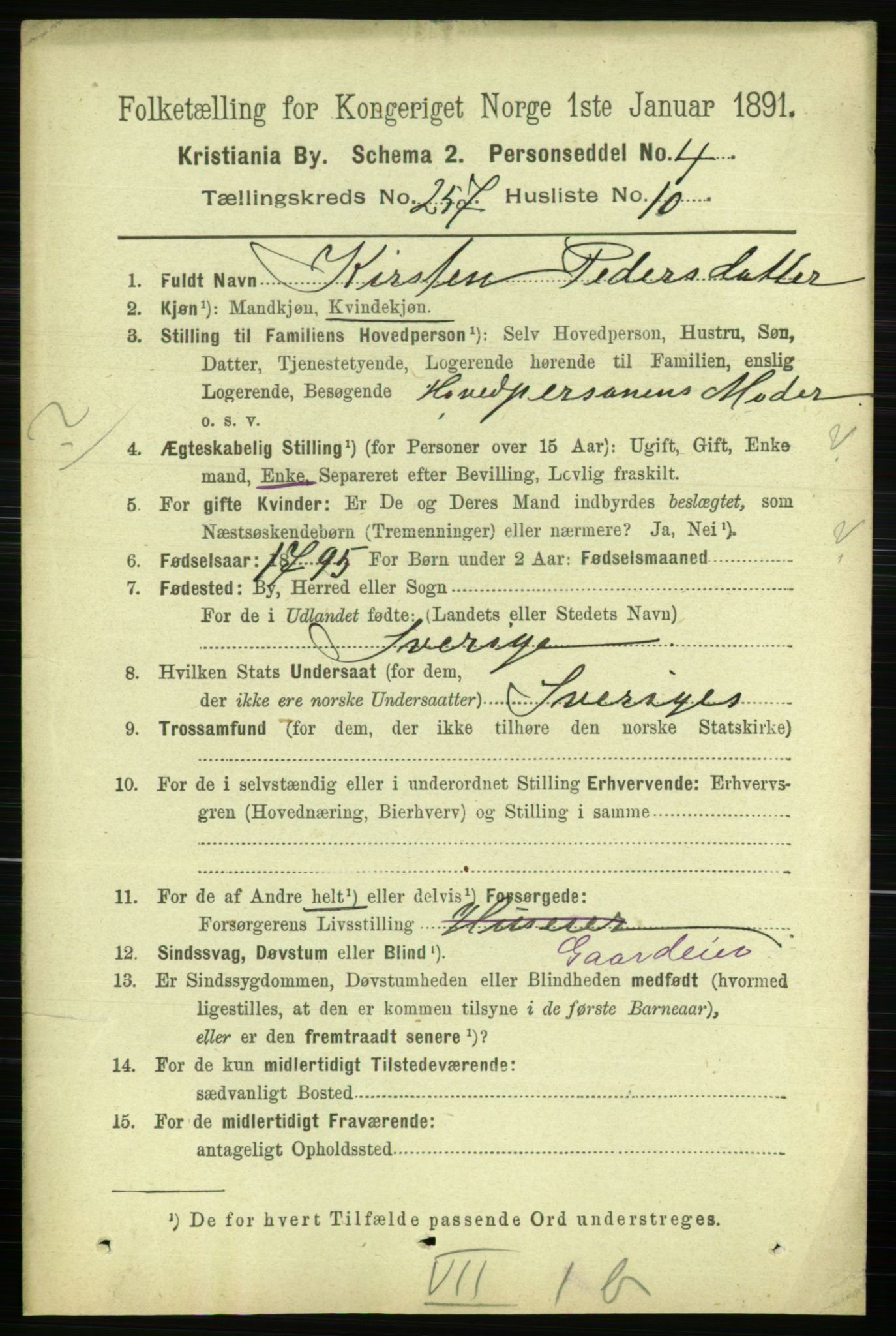 RA, 1891 census for 0301 Kristiania, 1891, p. 156623