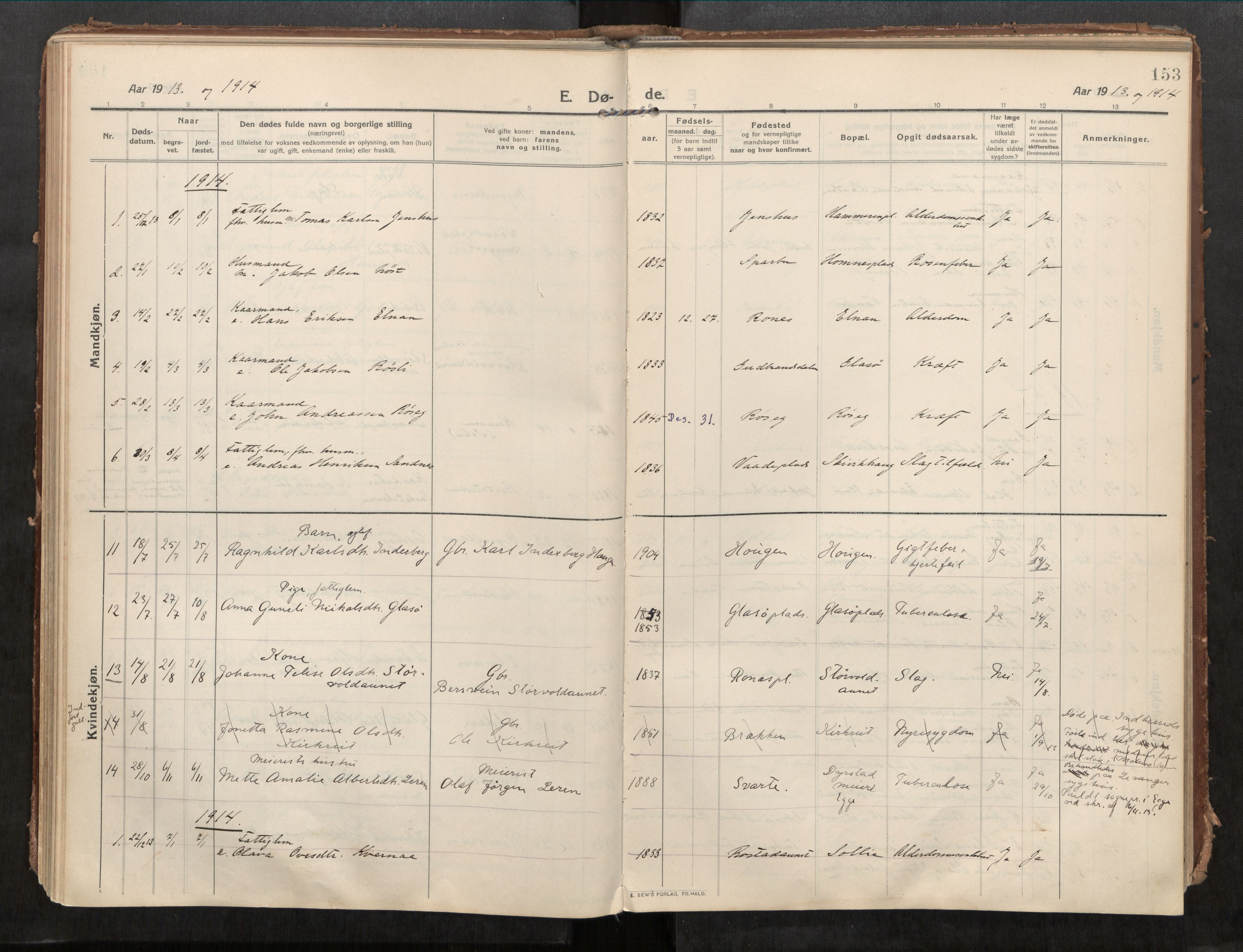 Beitstad sokneprestkontor, SAT/A-1162/I/I1/I1a/L0001: Parish register (official) no. 1, 1912-1927, p. 153