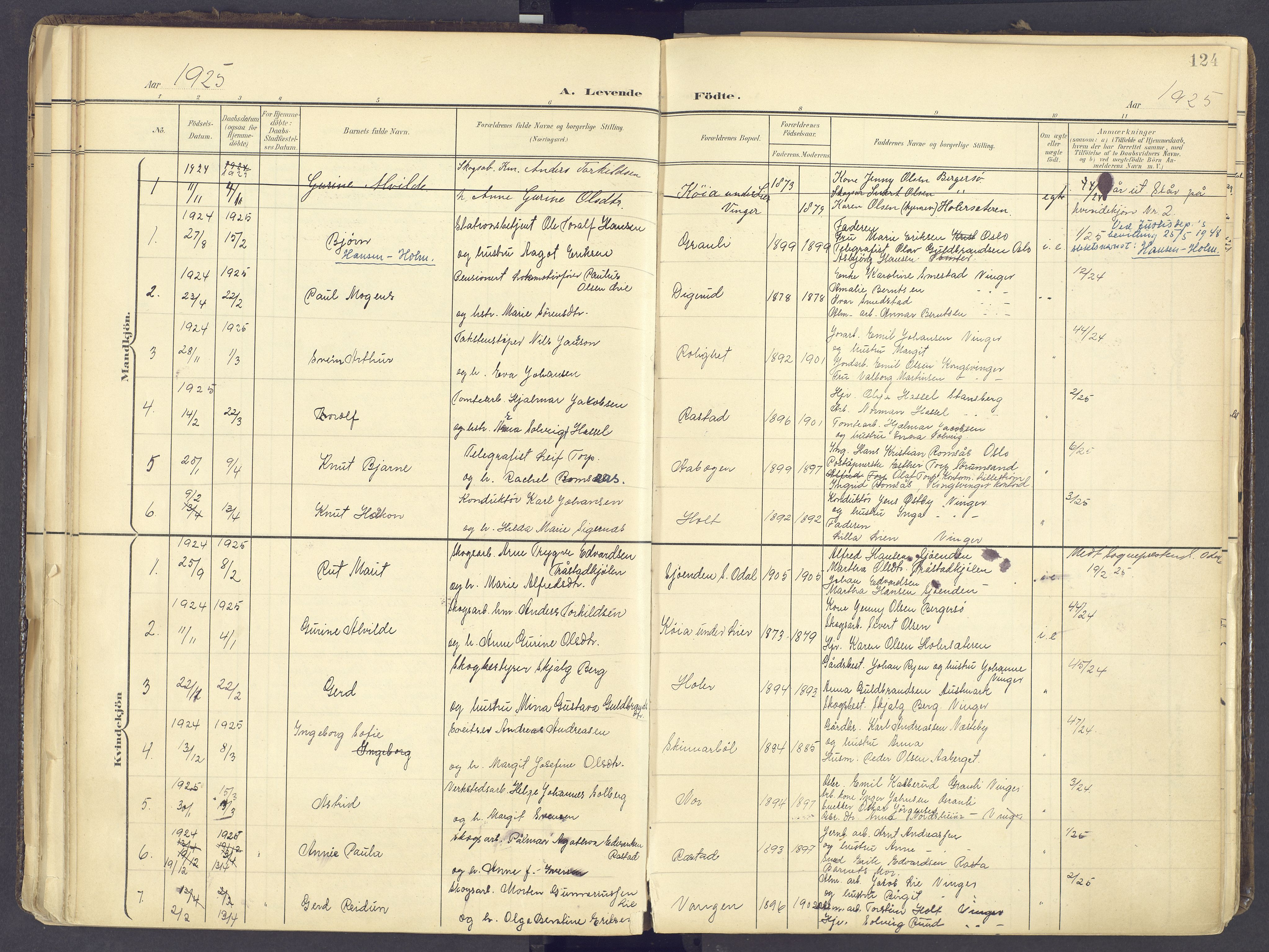 Vinger prestekontor, AV/SAH-PREST-024/H/Ha/Haa/L0017: Parish register (official) no. 17, 1901-1927, p. 124