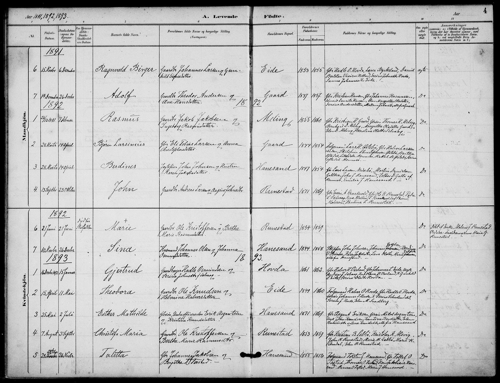 Finnøy sokneprestkontor, SAST/A-101825/H/Ha/Haa/L0012: Parish register (official) no. A 12, 1889-1917, p. 4