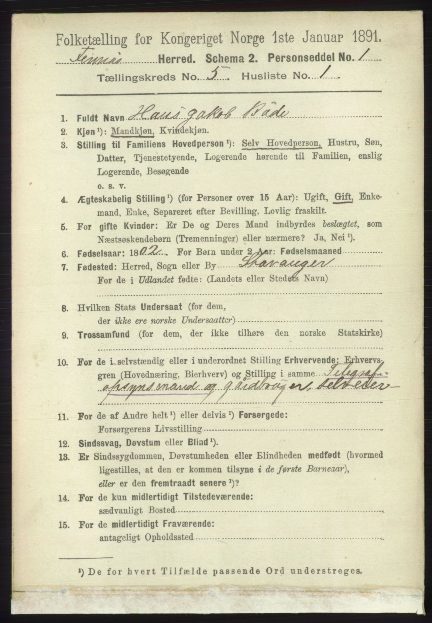 RA, 1891 census for 1218 Finnås, 1891, p. 2203