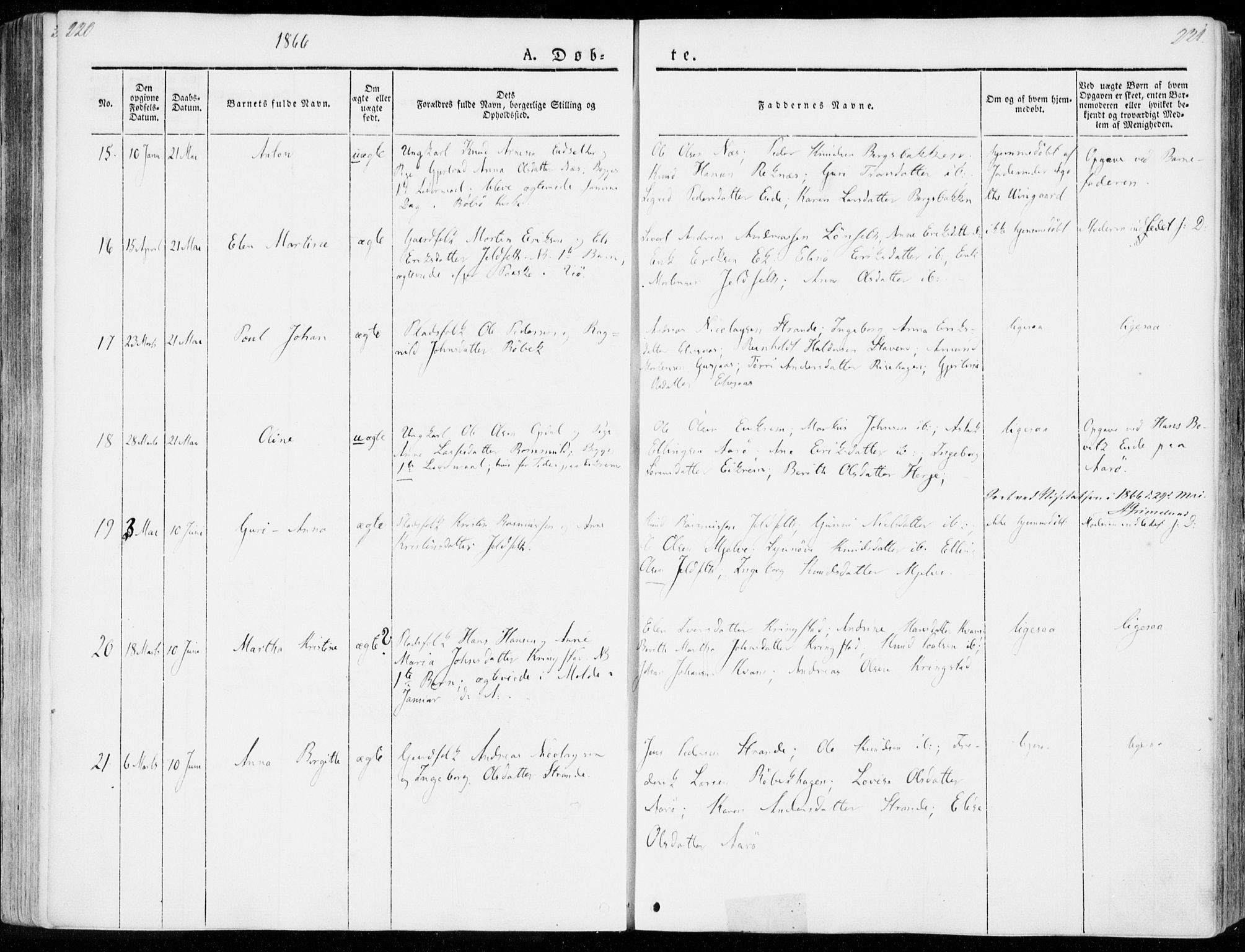 Ministerialprotokoller, klokkerbøker og fødselsregistre - Møre og Romsdal, AV/SAT-A-1454/555/L0653: Parish register (official) no. 555A04, 1843-1869, p. 220-221