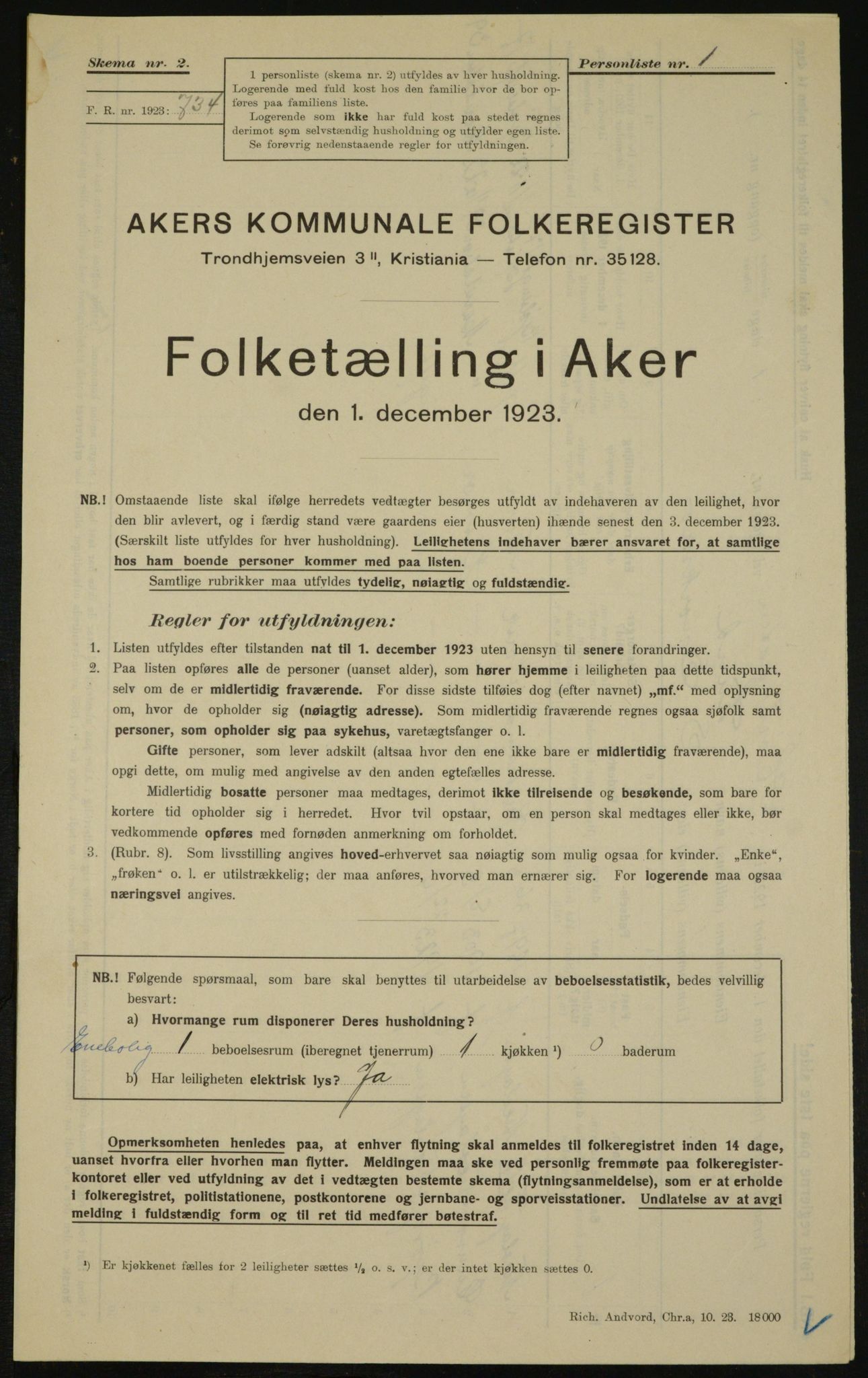 , Municipal Census 1923 for Aker, 1923, p. 24551