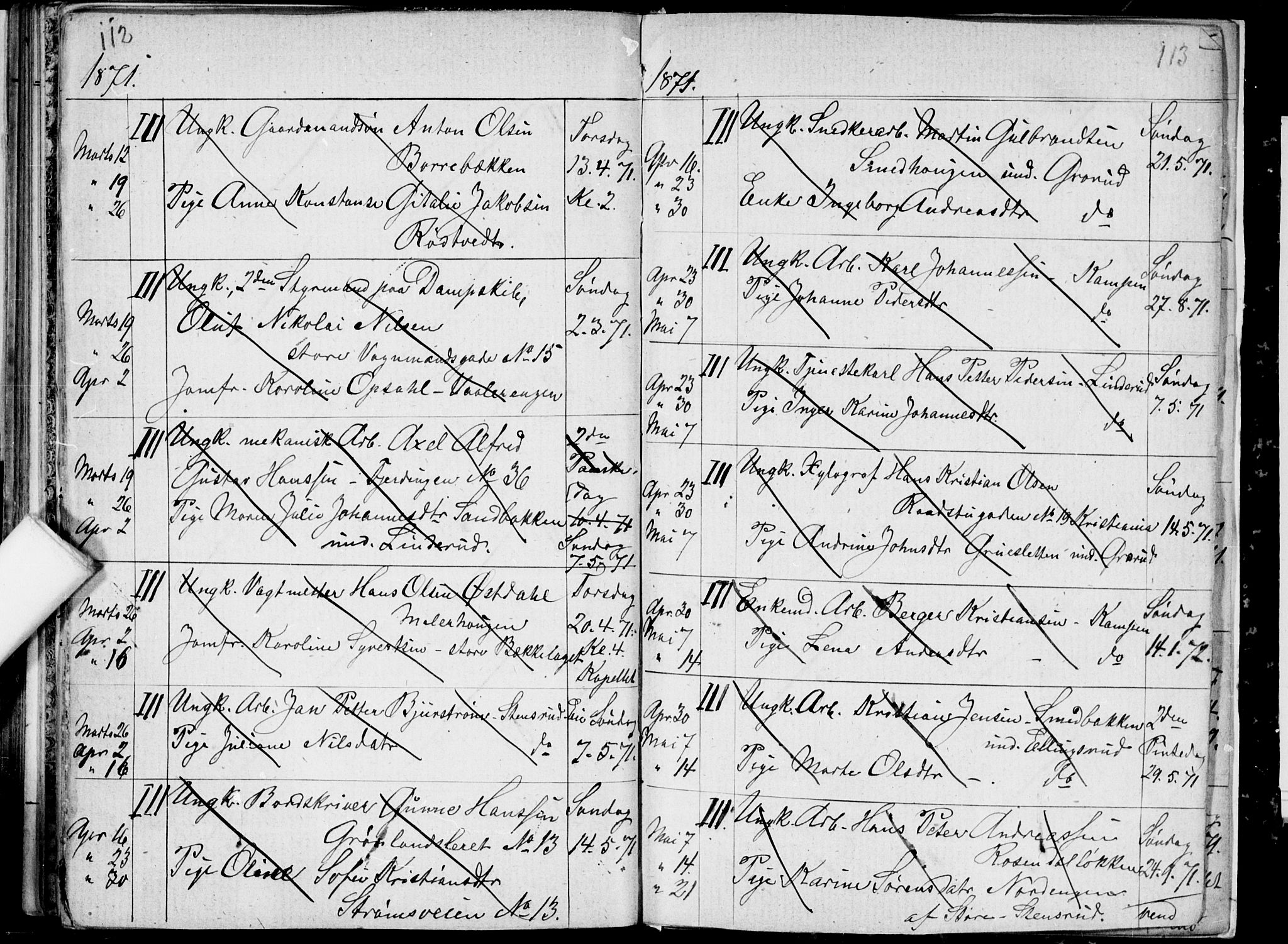 Østre Aker prestekontor Kirkebøker, AV/SAO-A-10840/H/Ha/L0002: Banns register no. I 2, 1861-1872, p. 112-113