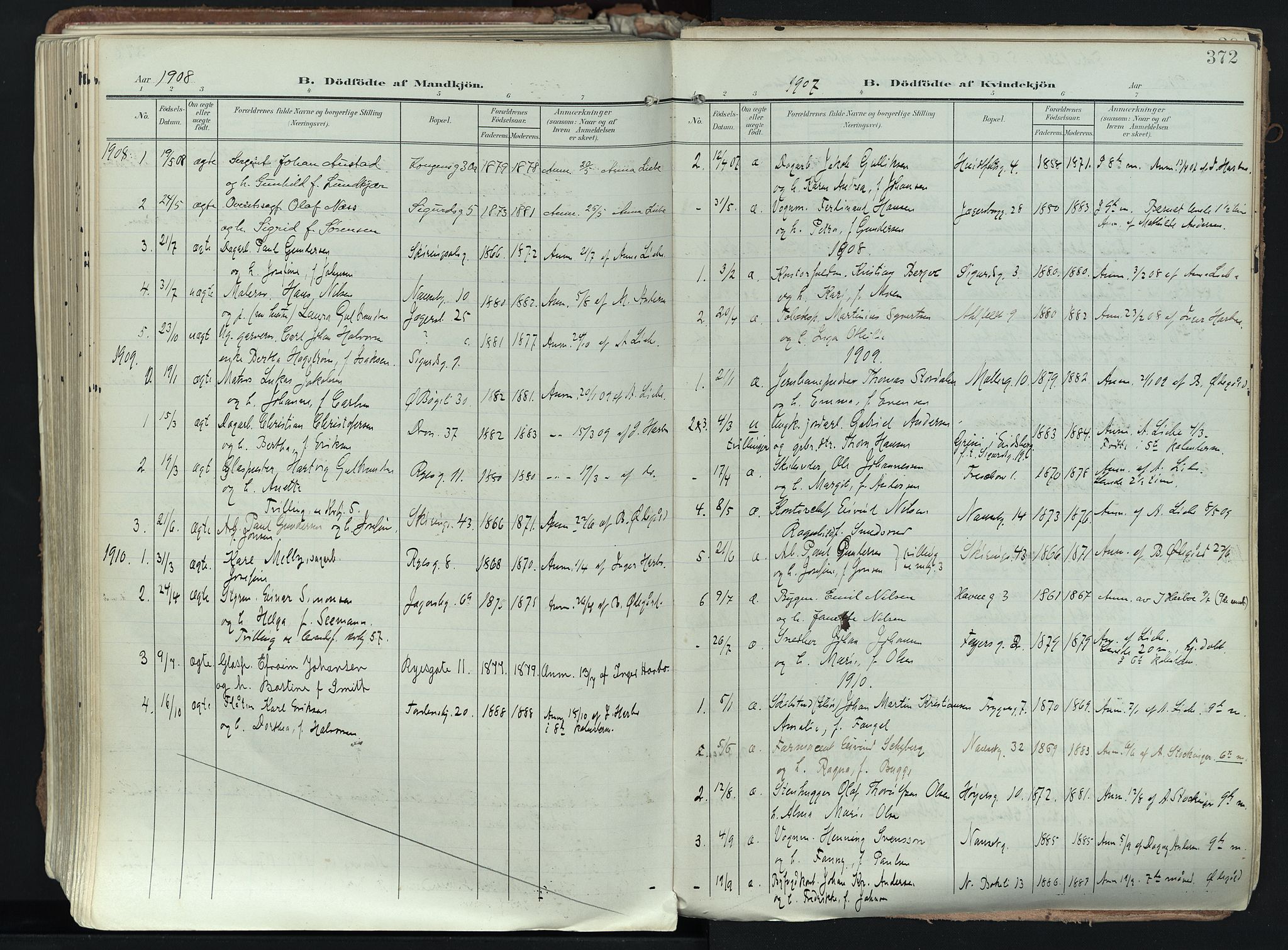 Larvik kirkebøker, SAKO/A-352/F/Fa/L0012: Parish register (official) no. I 12, 1905-1933, p. 372
