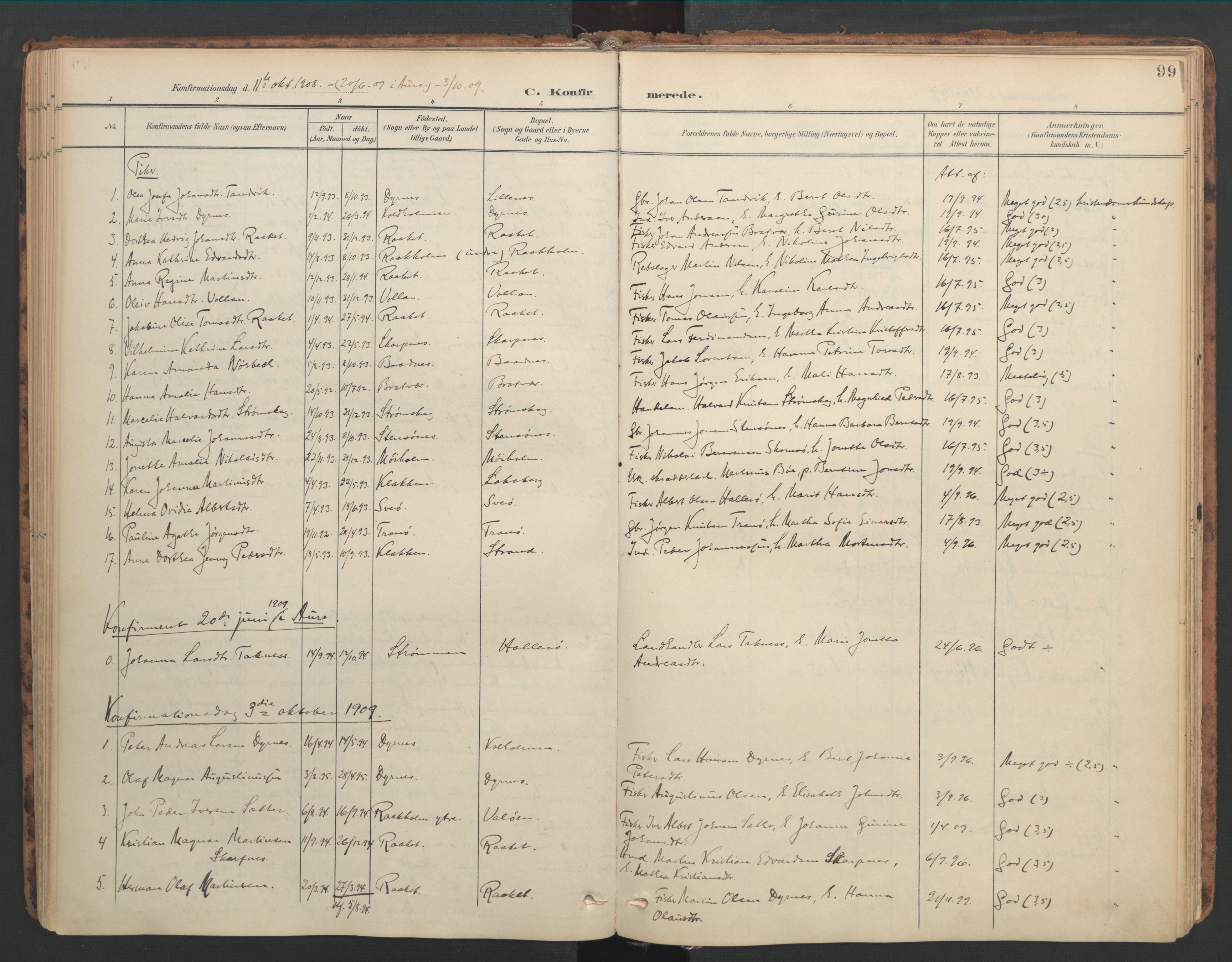 Ministerialprotokoller, klokkerbøker og fødselsregistre - Møre og Romsdal, SAT/A-1454/582/L0948: Parish register (official) no. 582A02, 1901-1922, p. 99