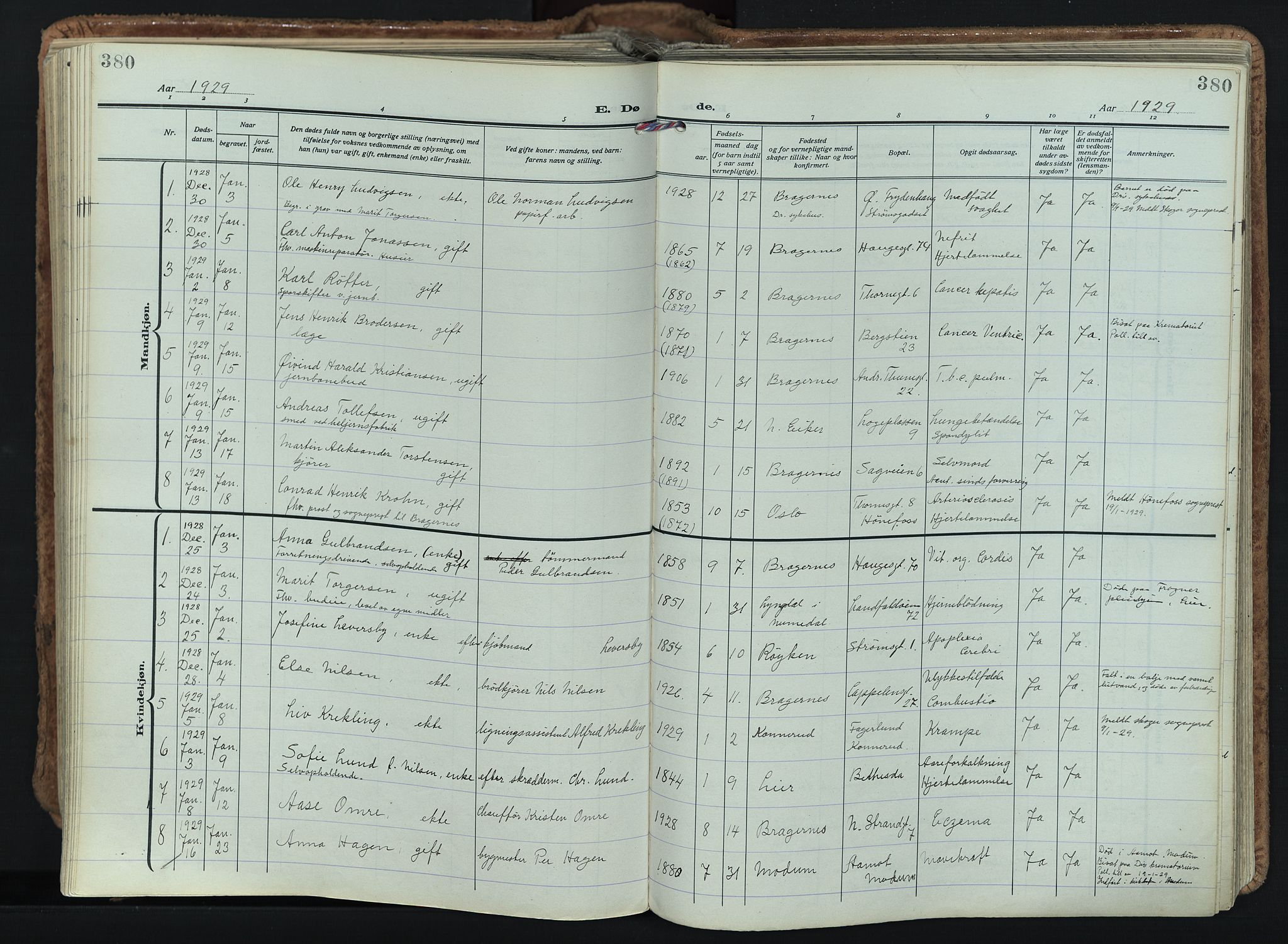 Bragernes kirkebøker, SAKO/A-6/F/Fb/L0011: Parish register (official) no. II 11, 1922-1945, p. 380
